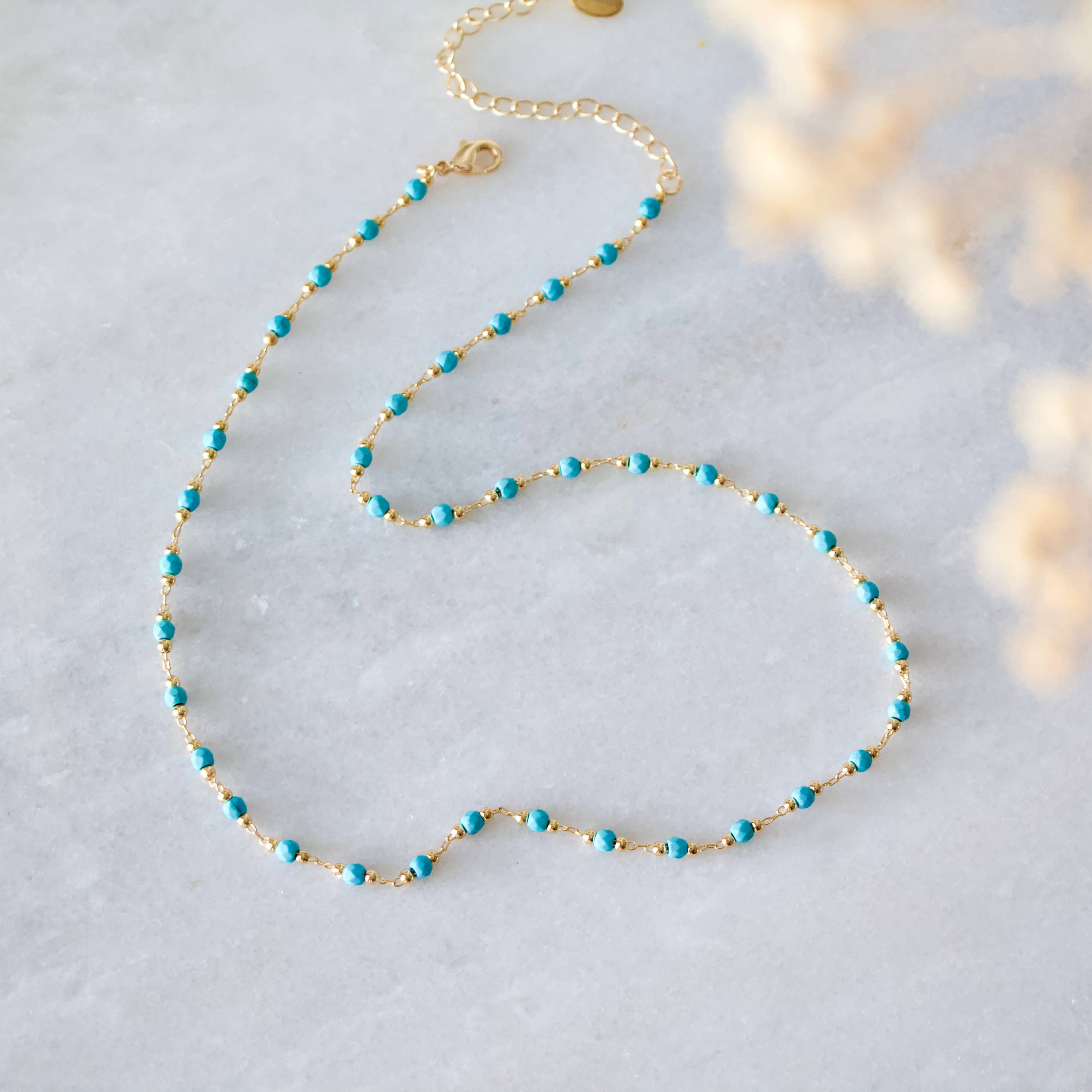 Faceted Stone Turquoise Choker Necklace