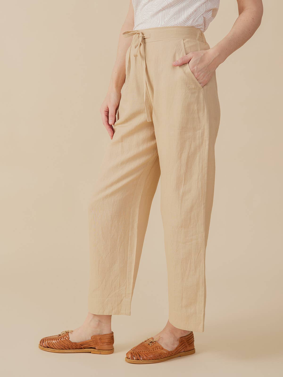 Emmy Drawstring Birch Linen Pant