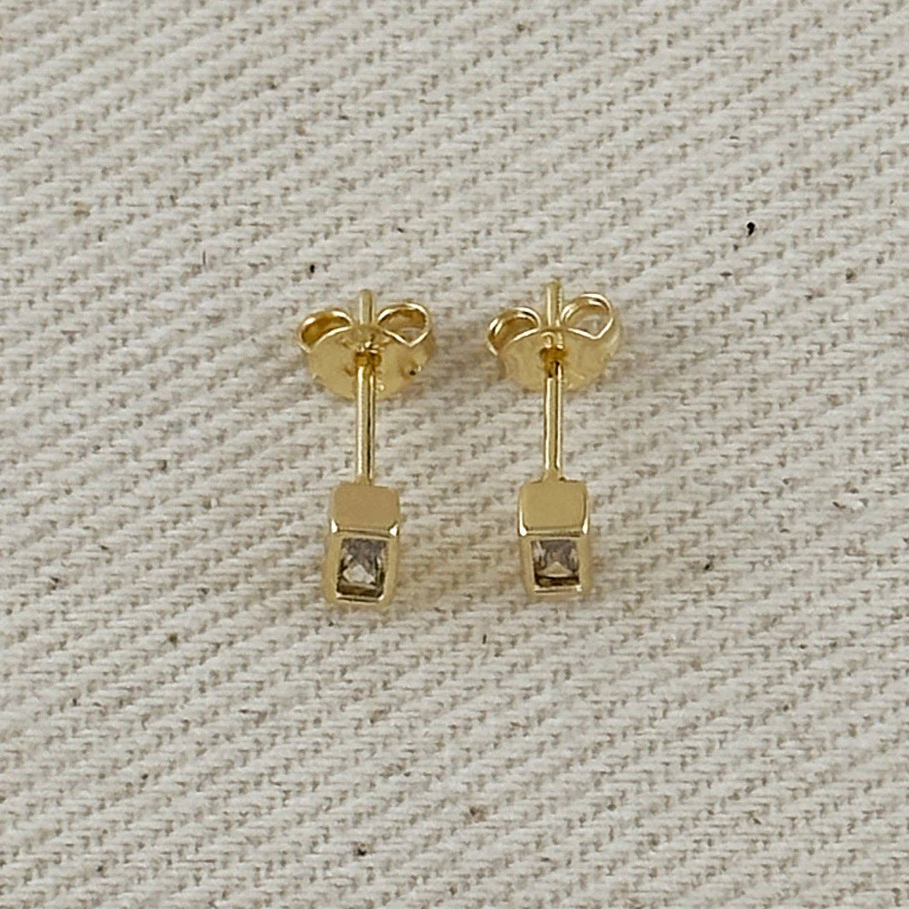 Mini Bezel Baguette Stud Earrings
