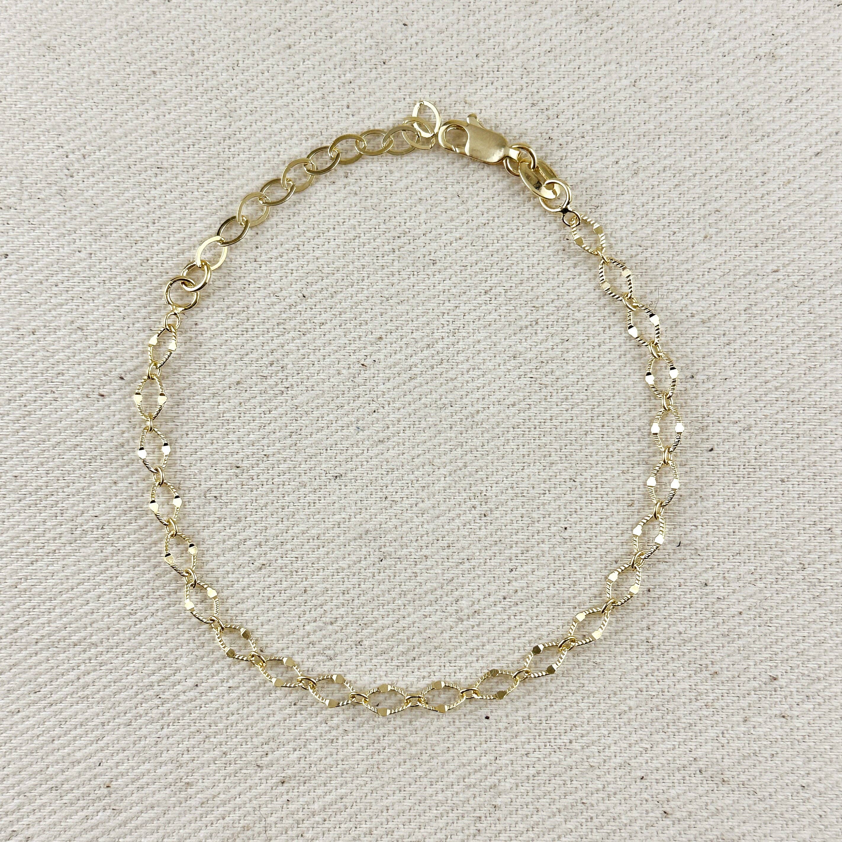 Diamond Cut Detailed Chain Bracelet