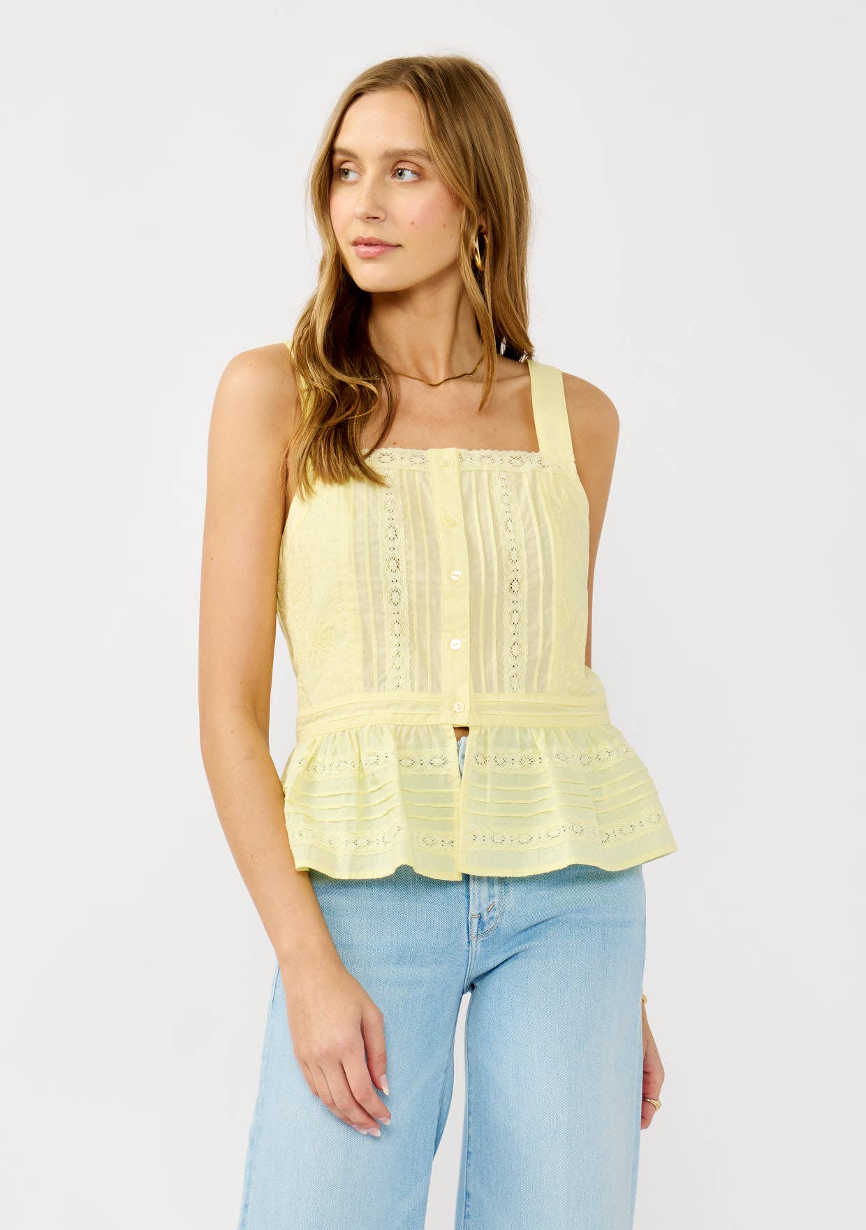 Smocked Ruffle Lace Peplum Top