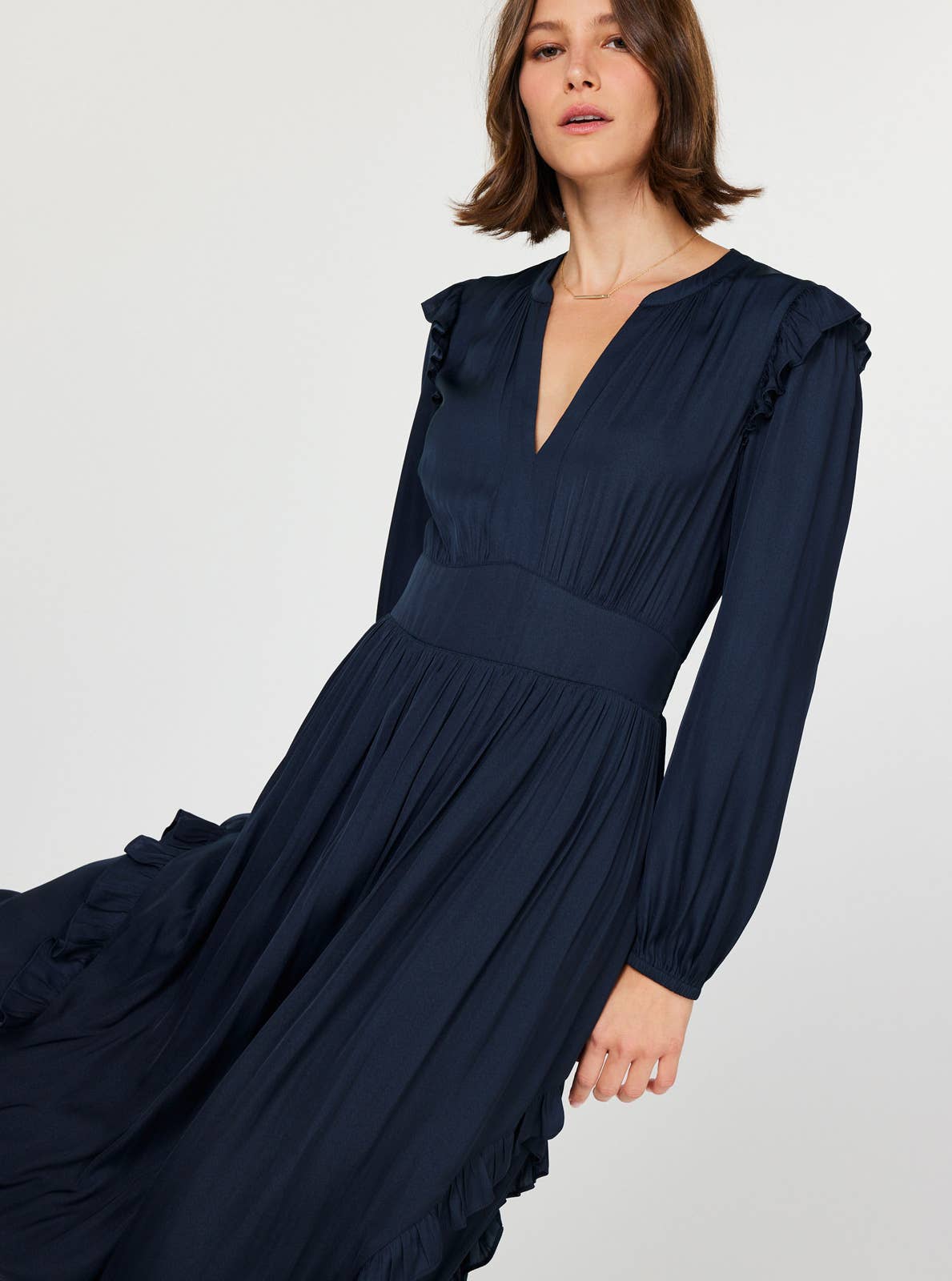 Ruffled Detail Midi Dress