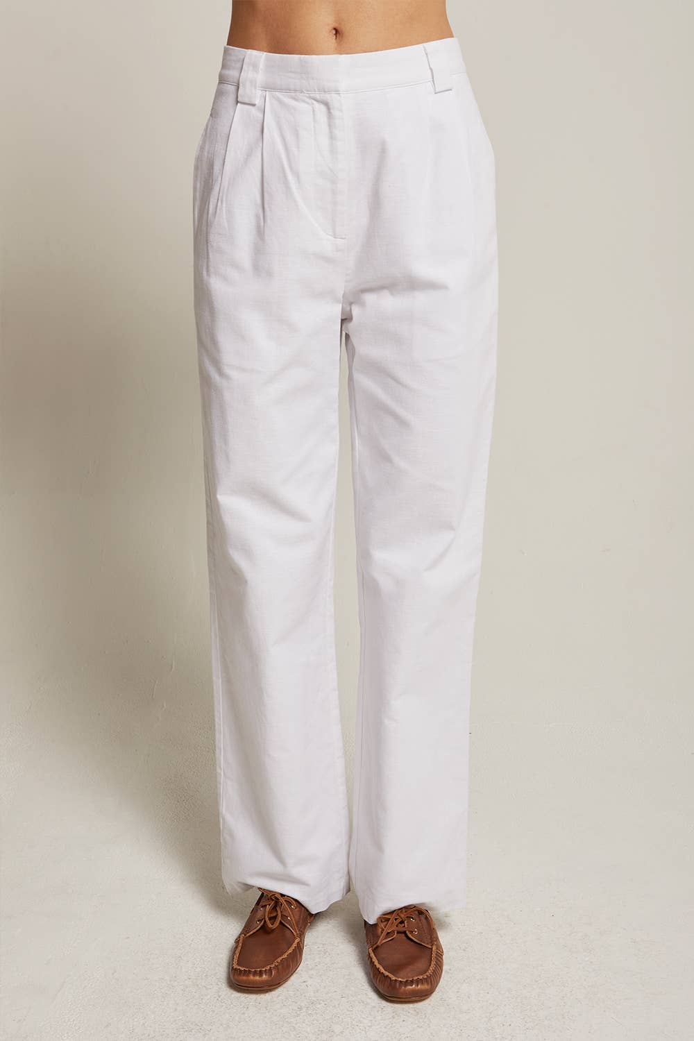 Erin Straight Leg Linen Trousers - White