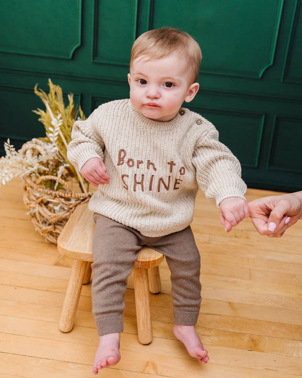 BORN TO SHINE Chunky Knit Slouchy Baby Pullover Sweater