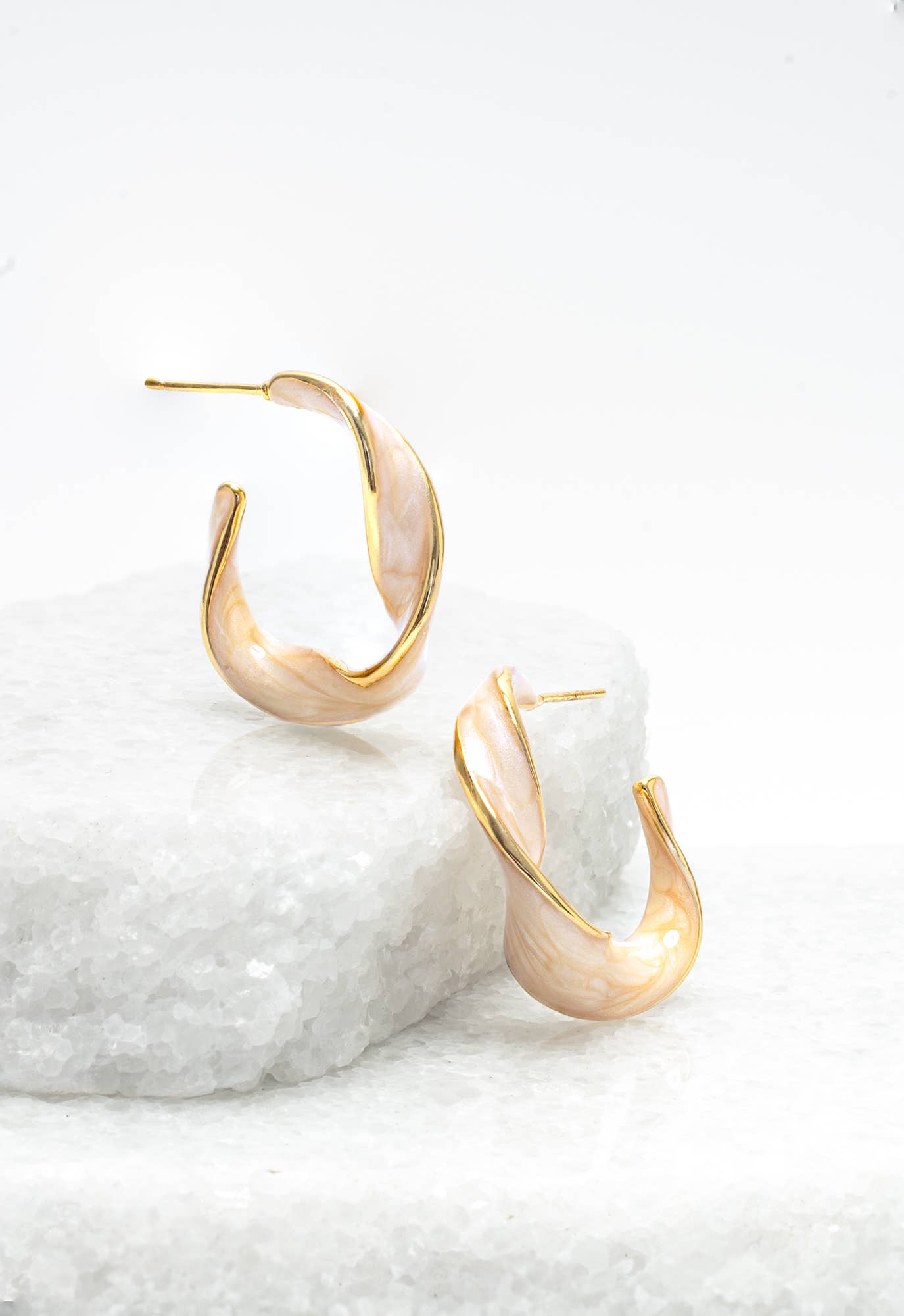 With a Twist Hoop Earrings in Soft Coral