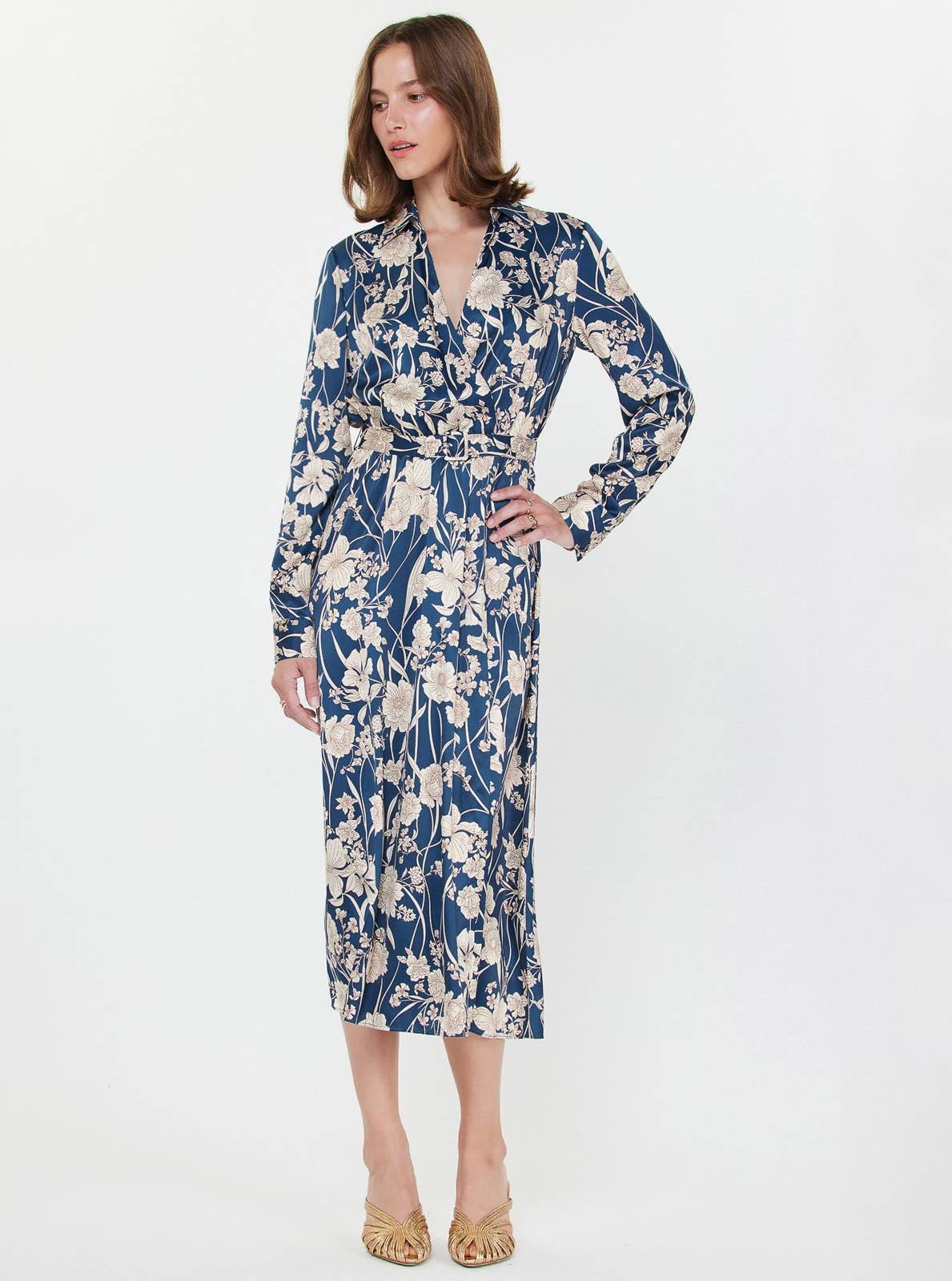 Floral Printed Midi Wrap Dress