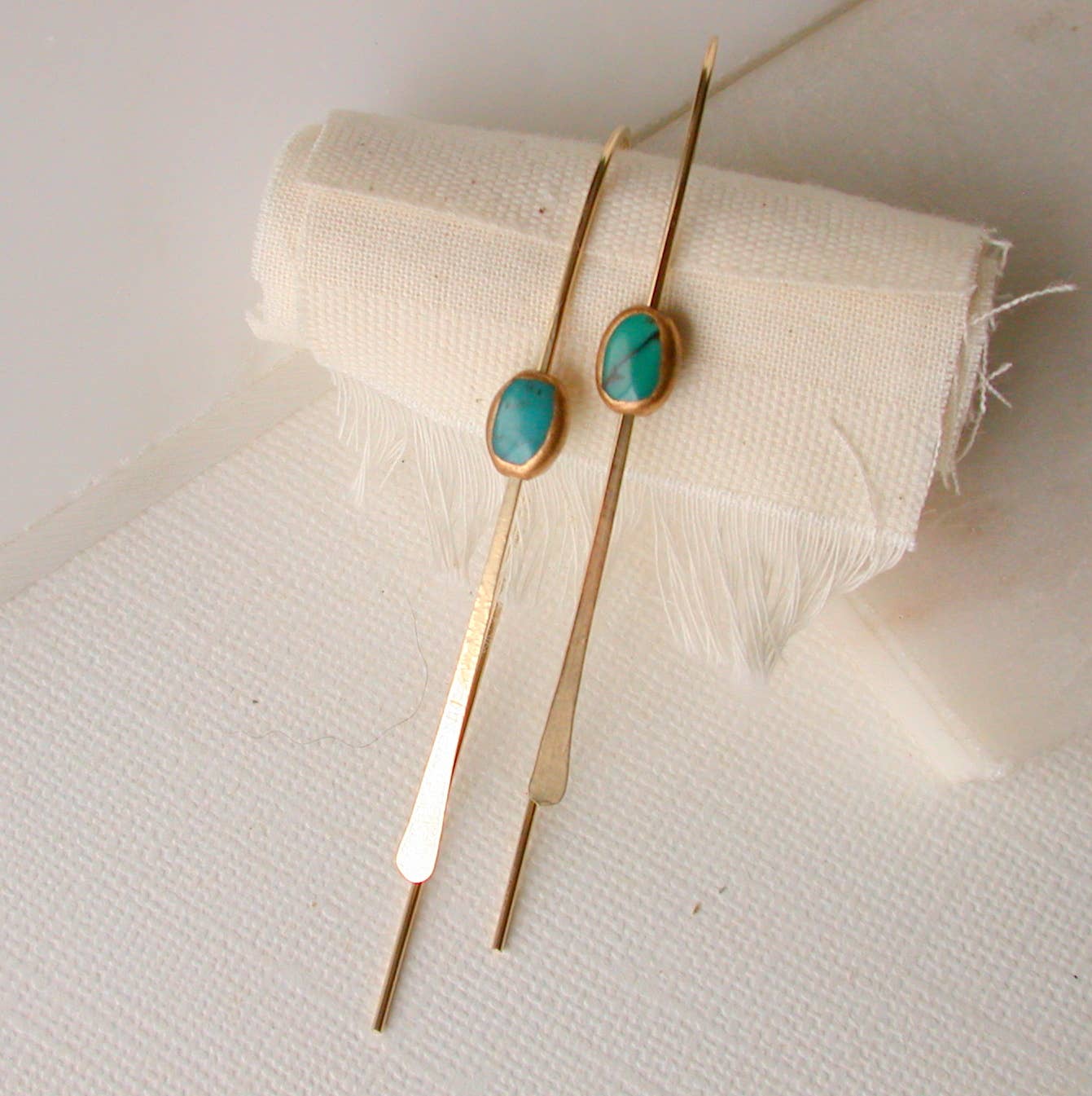 Turquoise Cabochon Threader Earrings