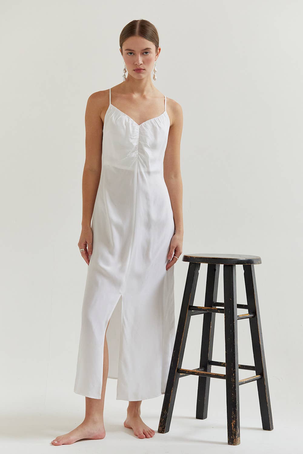 Demi Front Shirred Modal Cupro Maxi Dress