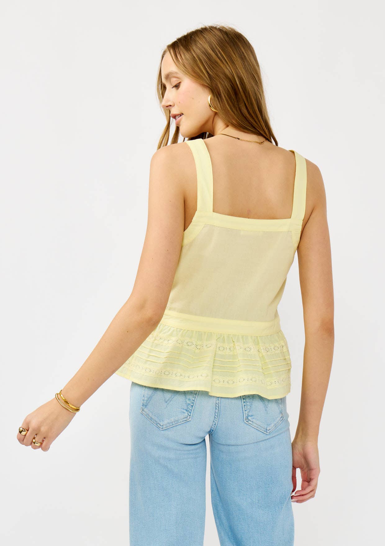 Smocked Ruffle Lace Peplum Top