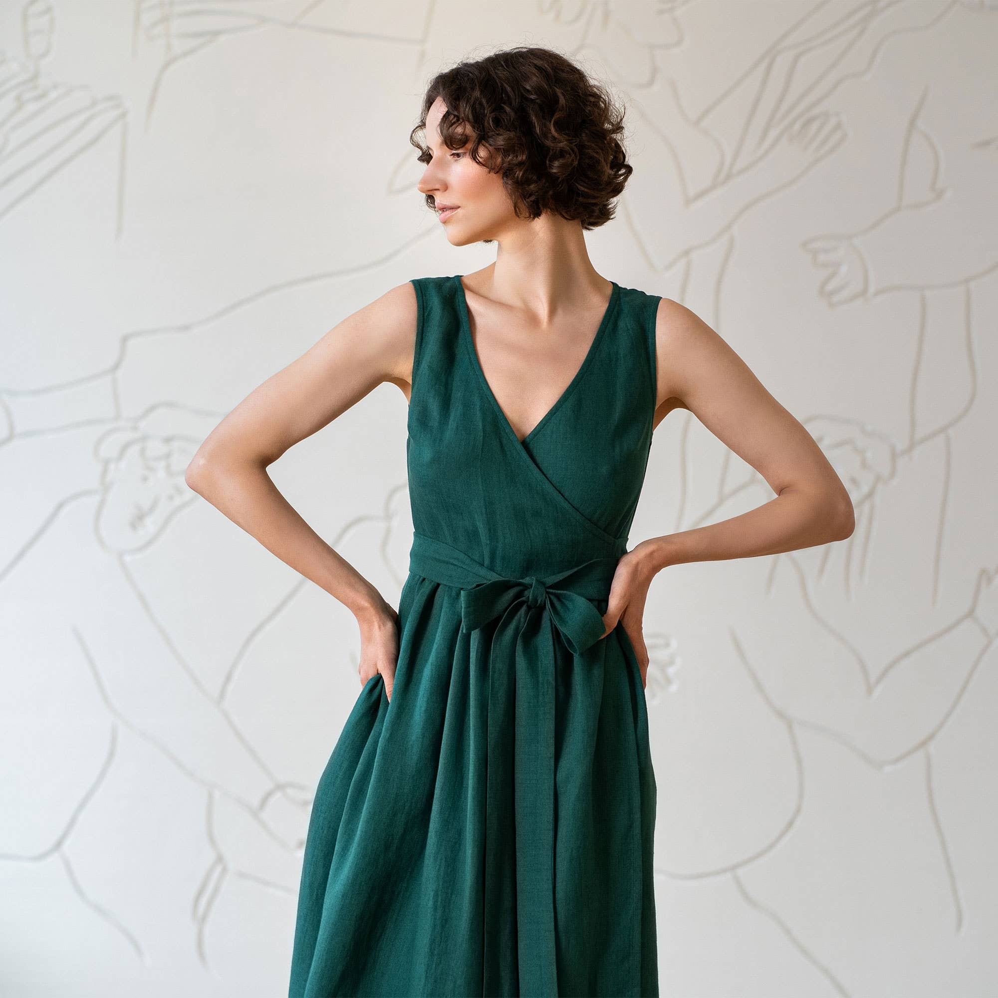 Macie - Elegant Linen Wrap Dress