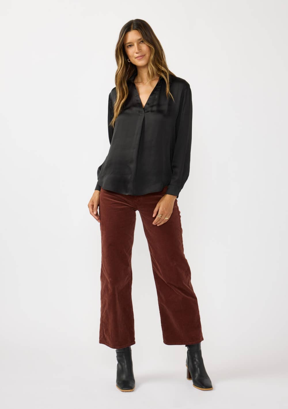 Split Neck Satin Blouse