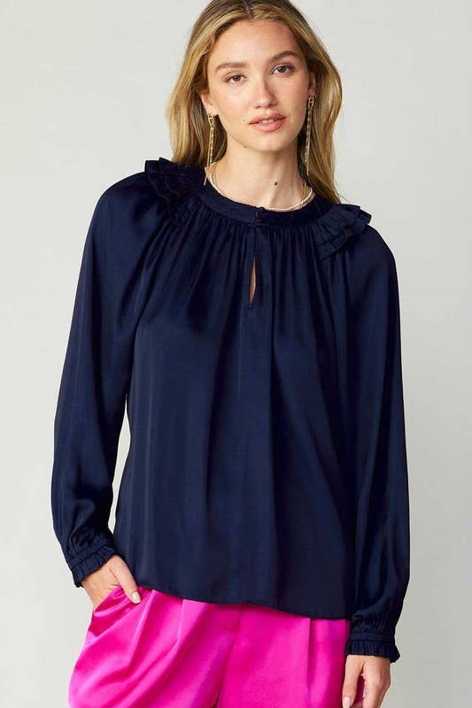 Ruffled Shoulder Detail Blouse