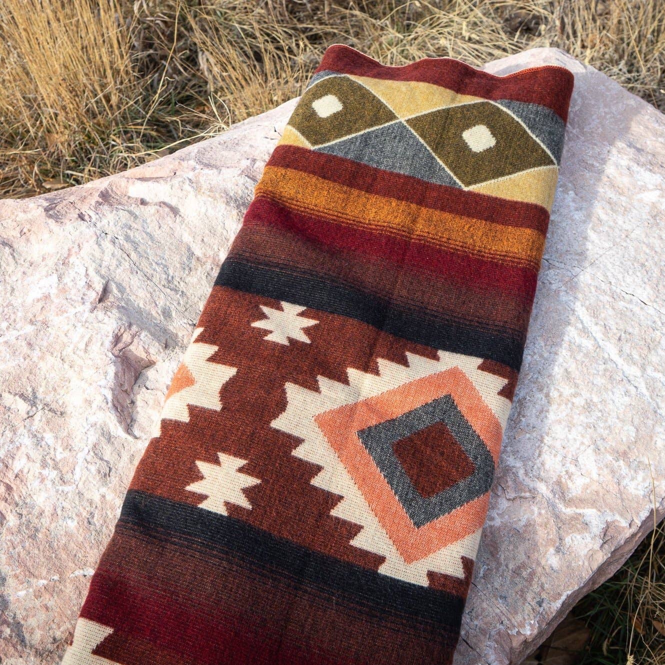 Andean Alpaca Wool Blanket - Western - Rust