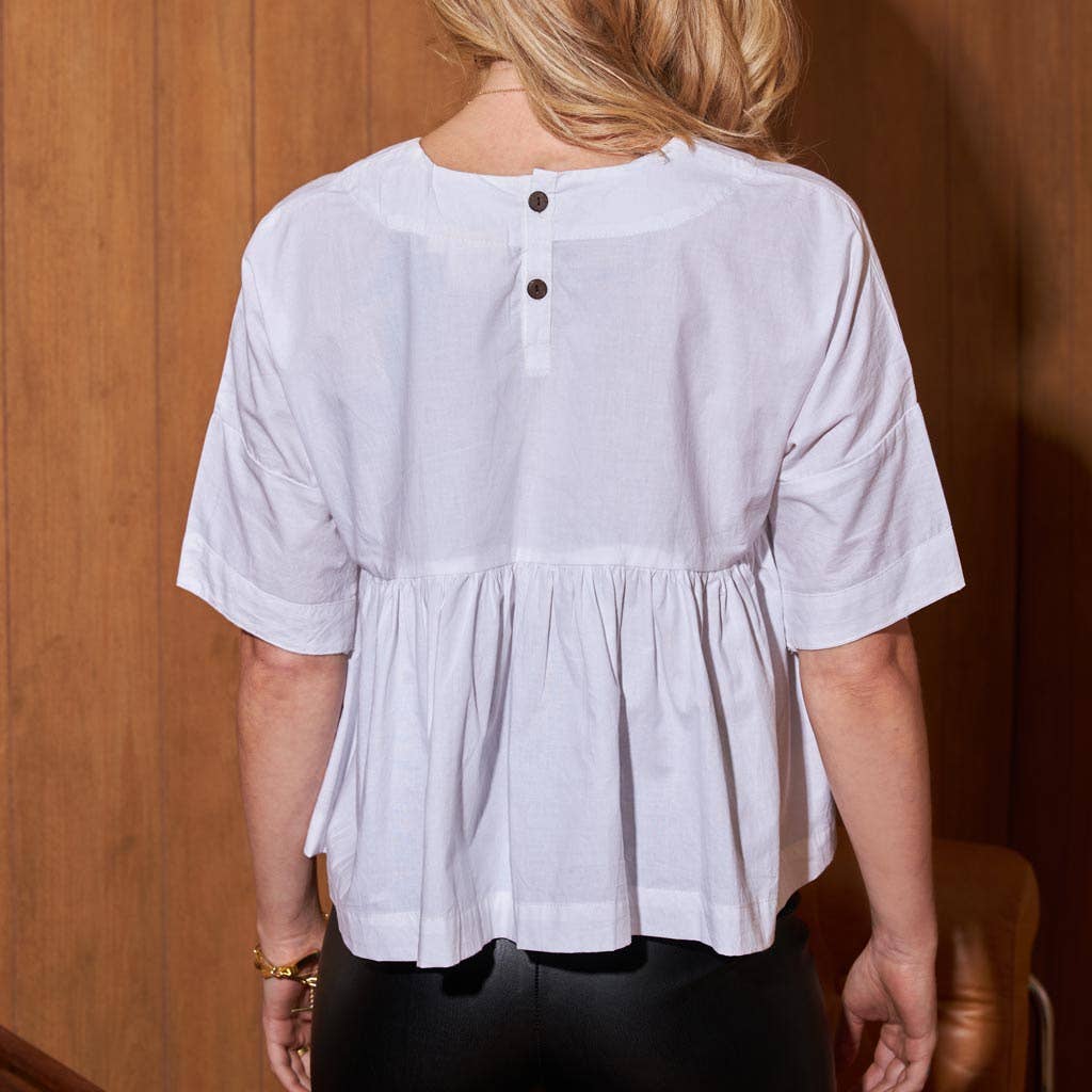Boxy Ruffle Blouse - White