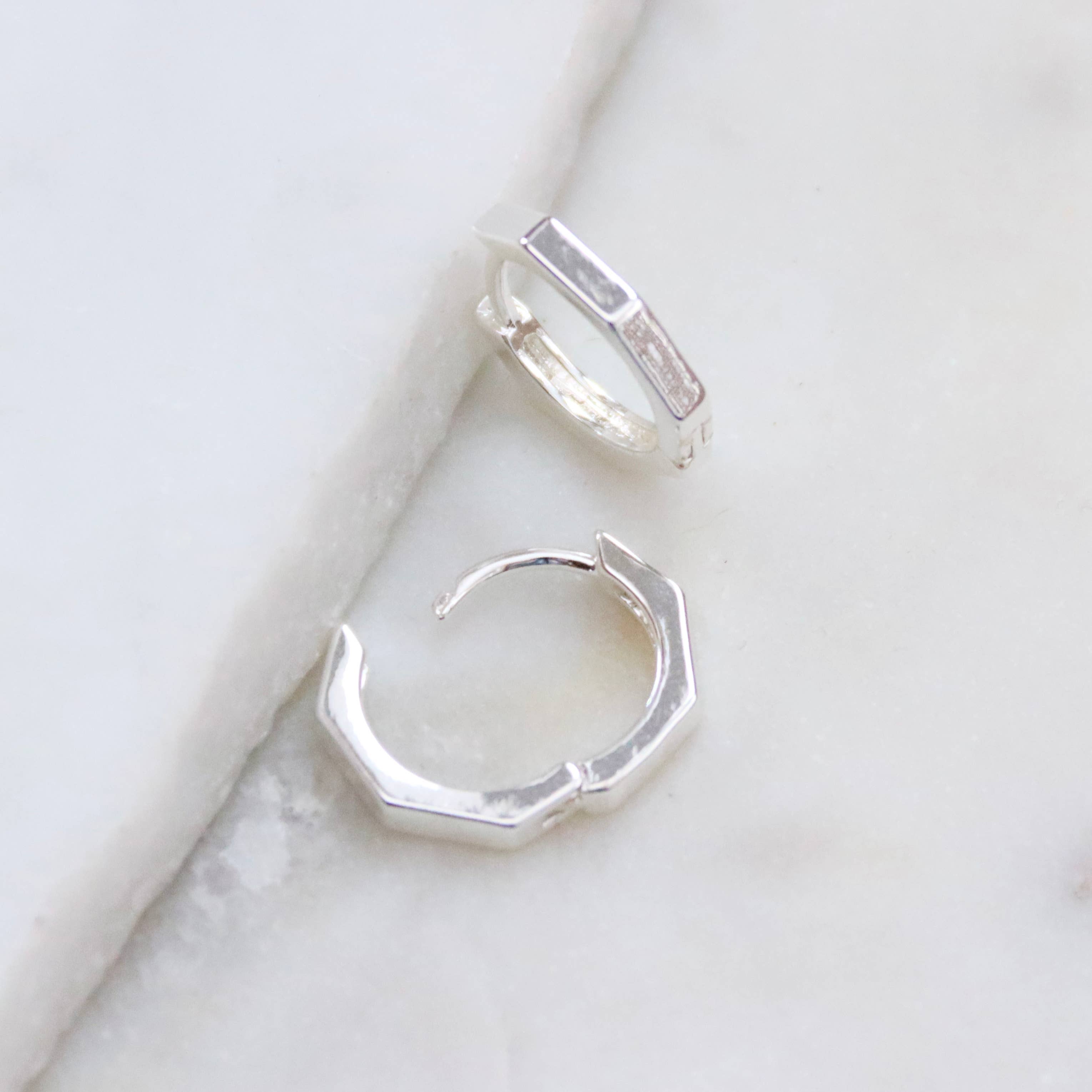 Hexagon Huggie Hoop Earrings