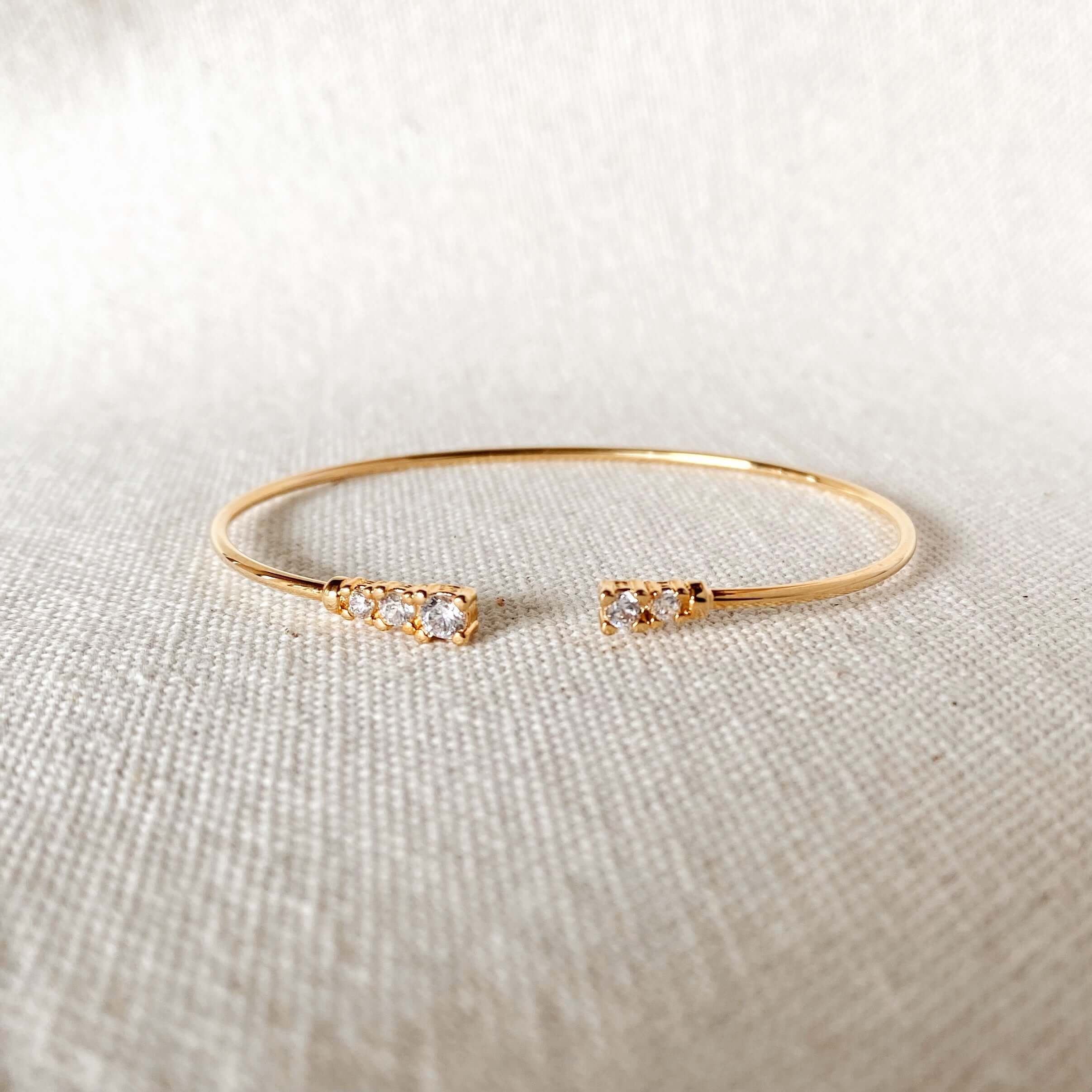 Dainty Cuff Bracelet with Cubic Zirconia Stones