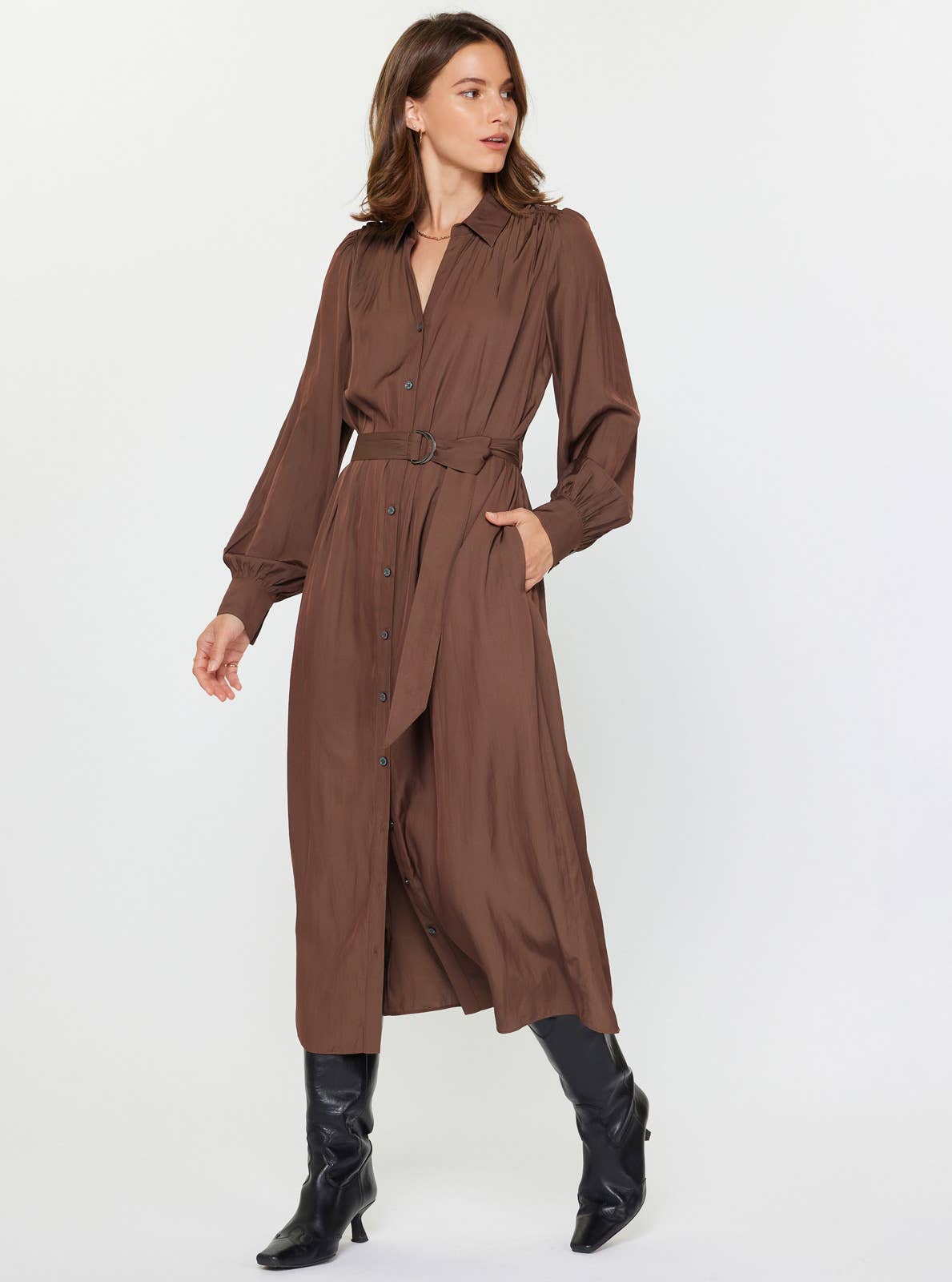 Button Down Midi Shirt Dress