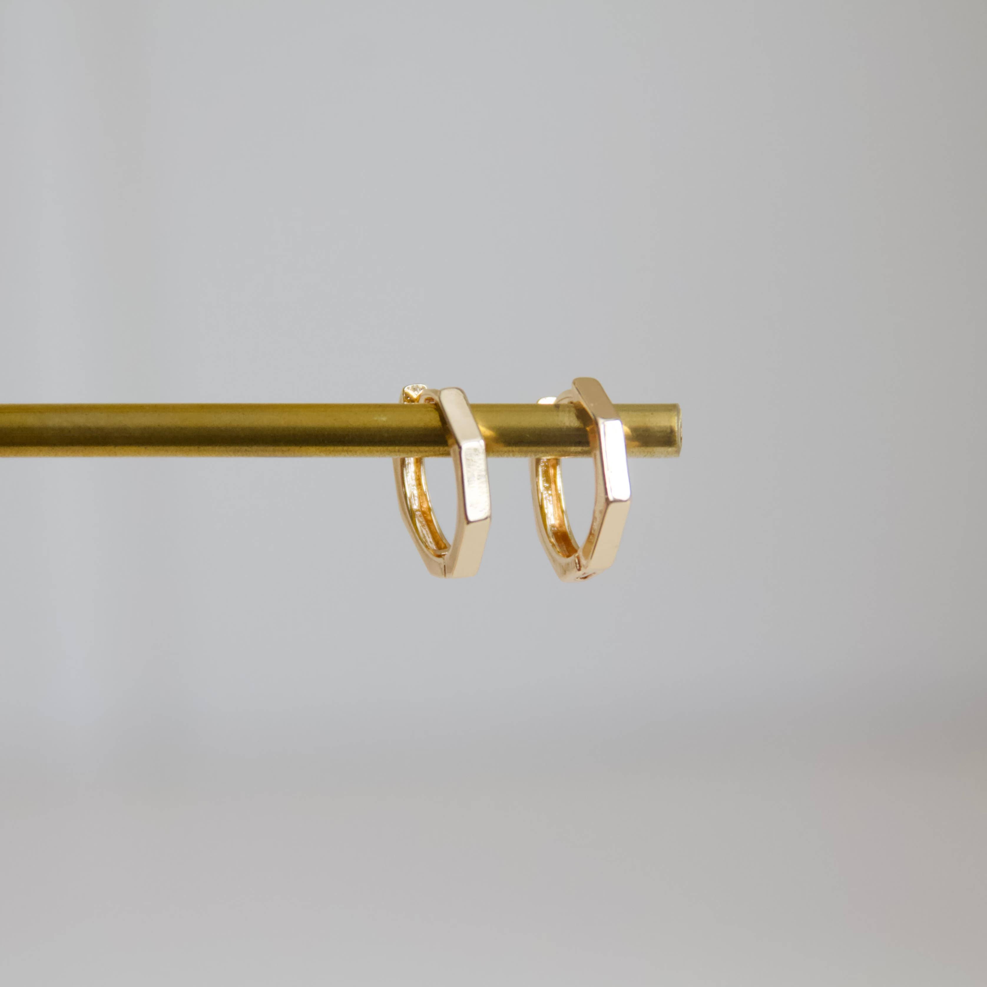 Hexagon Huggie Hoop Earrings