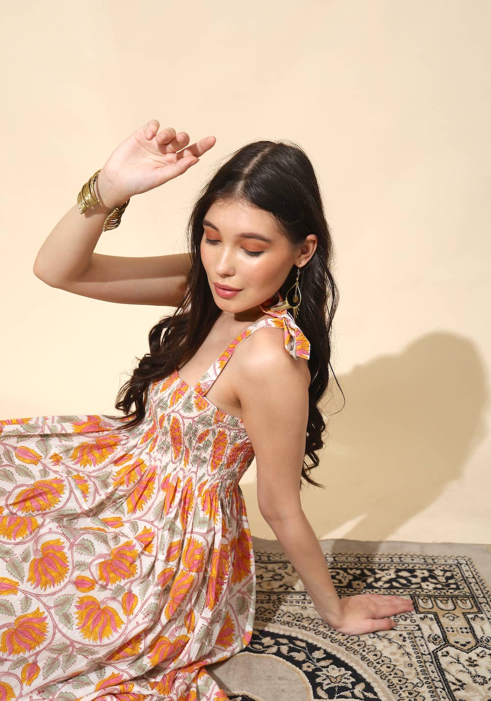 Block Printed Smock Maxi Dress (Jasmi)