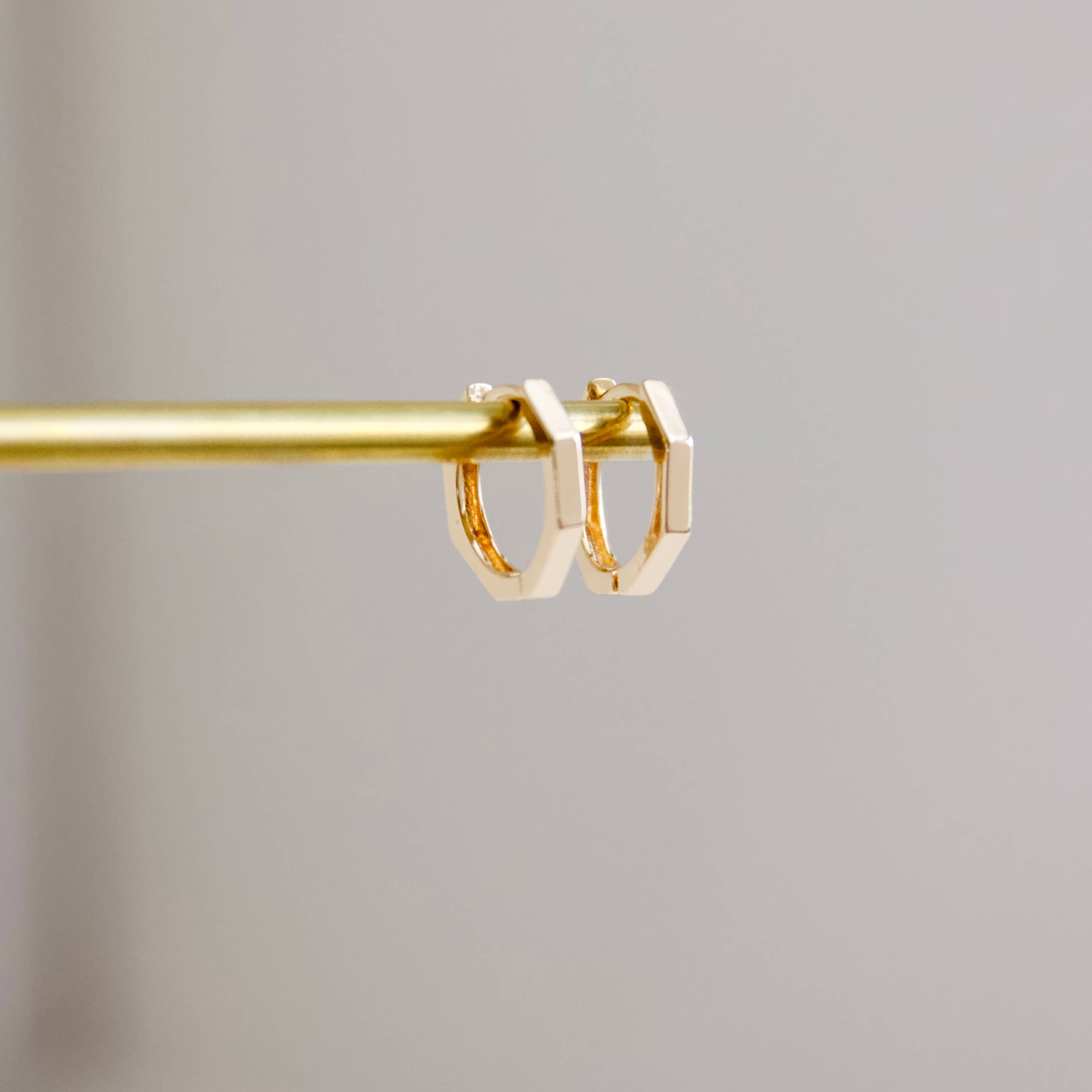 Hexagon Huggie Hoop Earrings