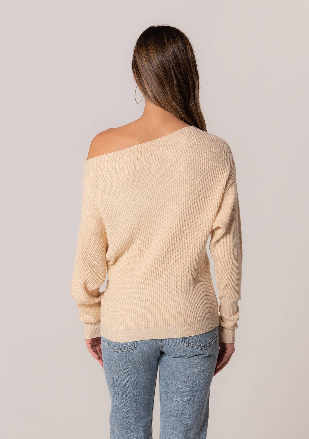 Waffle Cozy Boat Neck Pullover Sweater