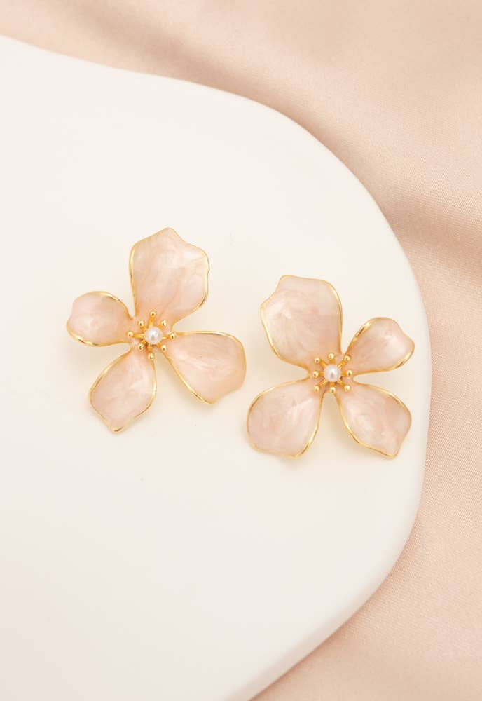Hope in Bloom Flower Earrings in Misty Rose