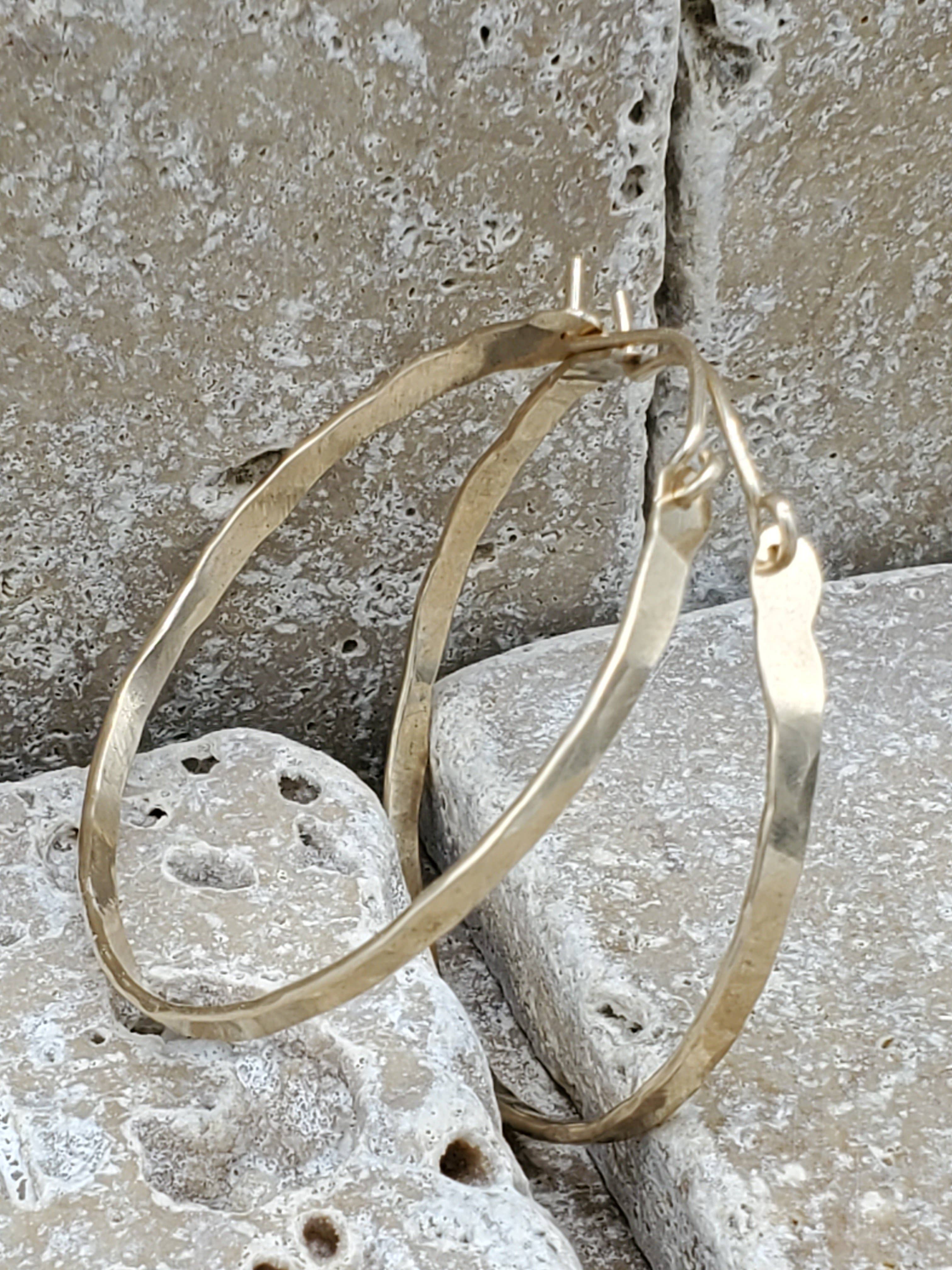 Hammered Gold Hoops with Lever