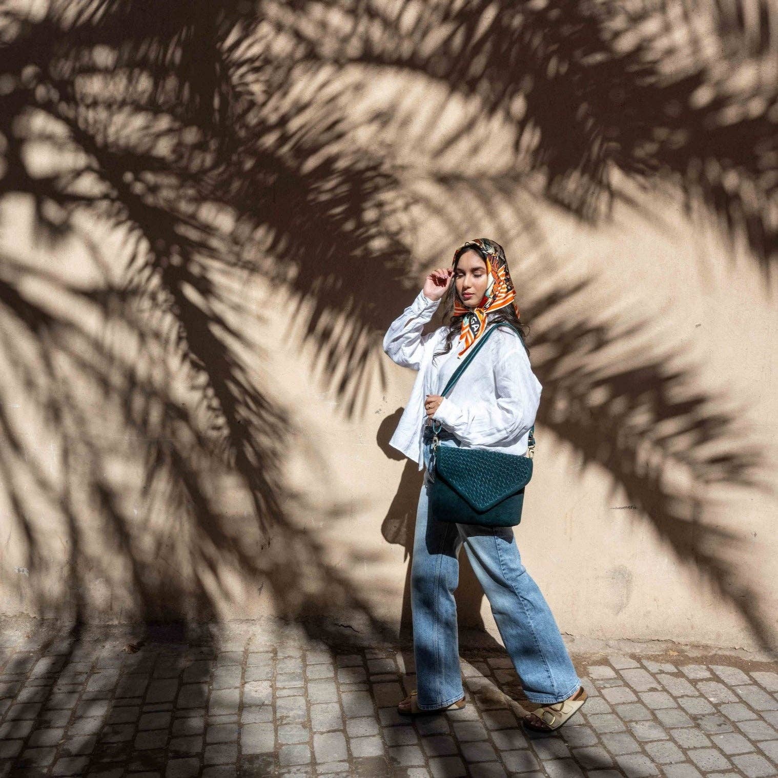 Teal Suede Woven Everyday Bag