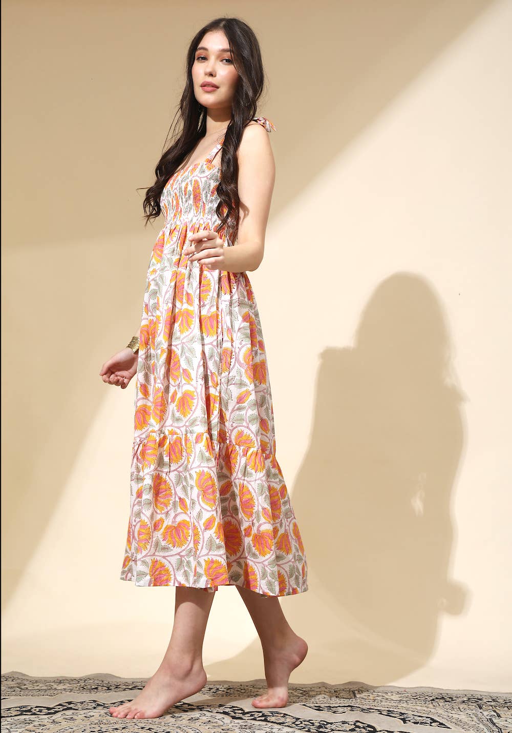 Block Printed Smock Maxi Dress (Jasmi)