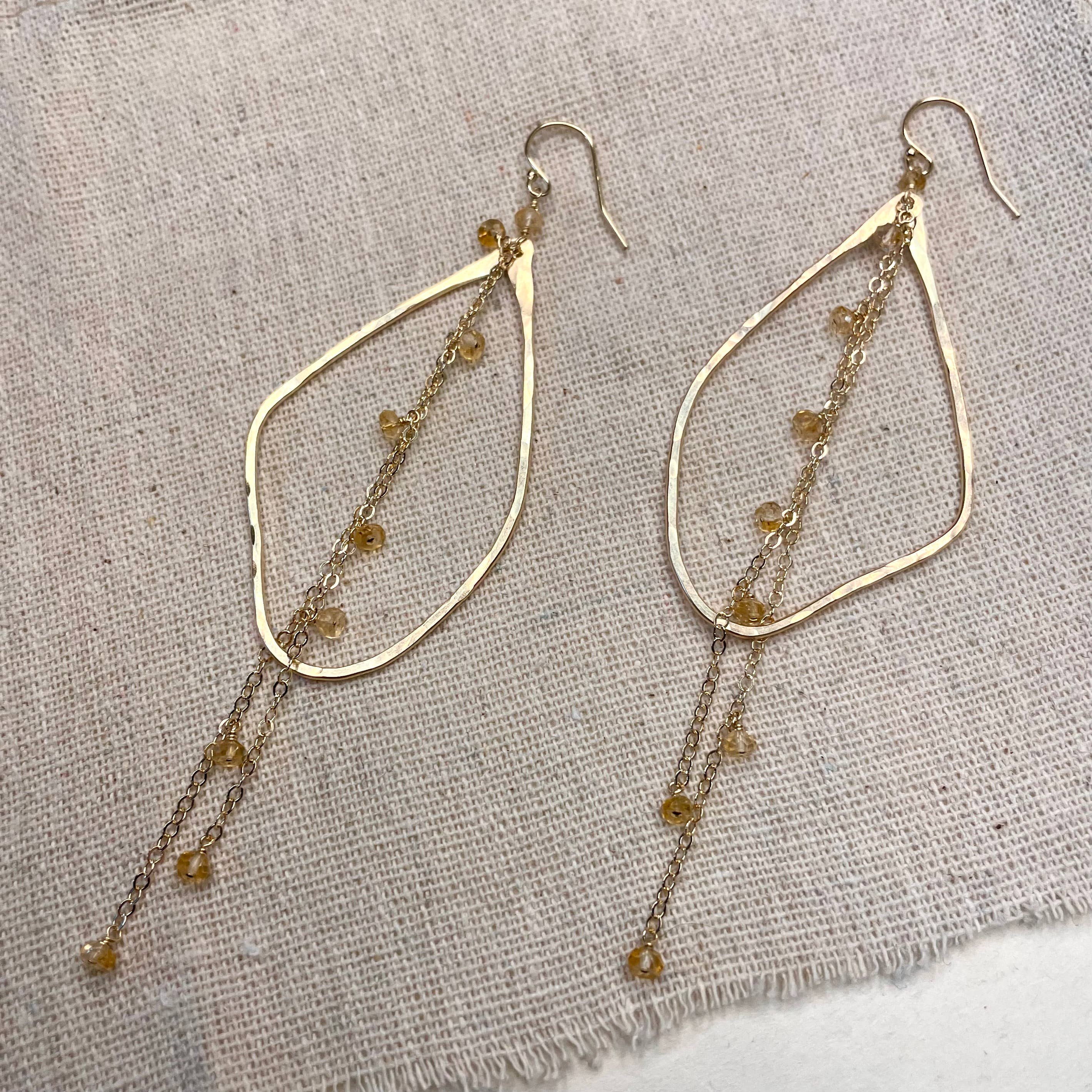 Organic Bead and Chain Earrings