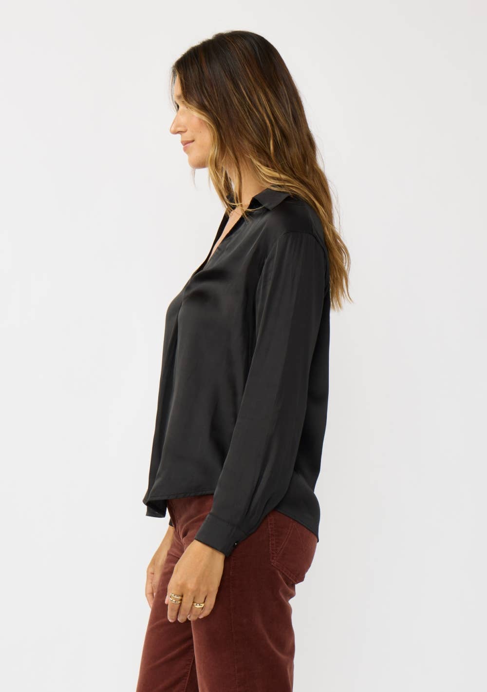 Split Neck Satin Blouse