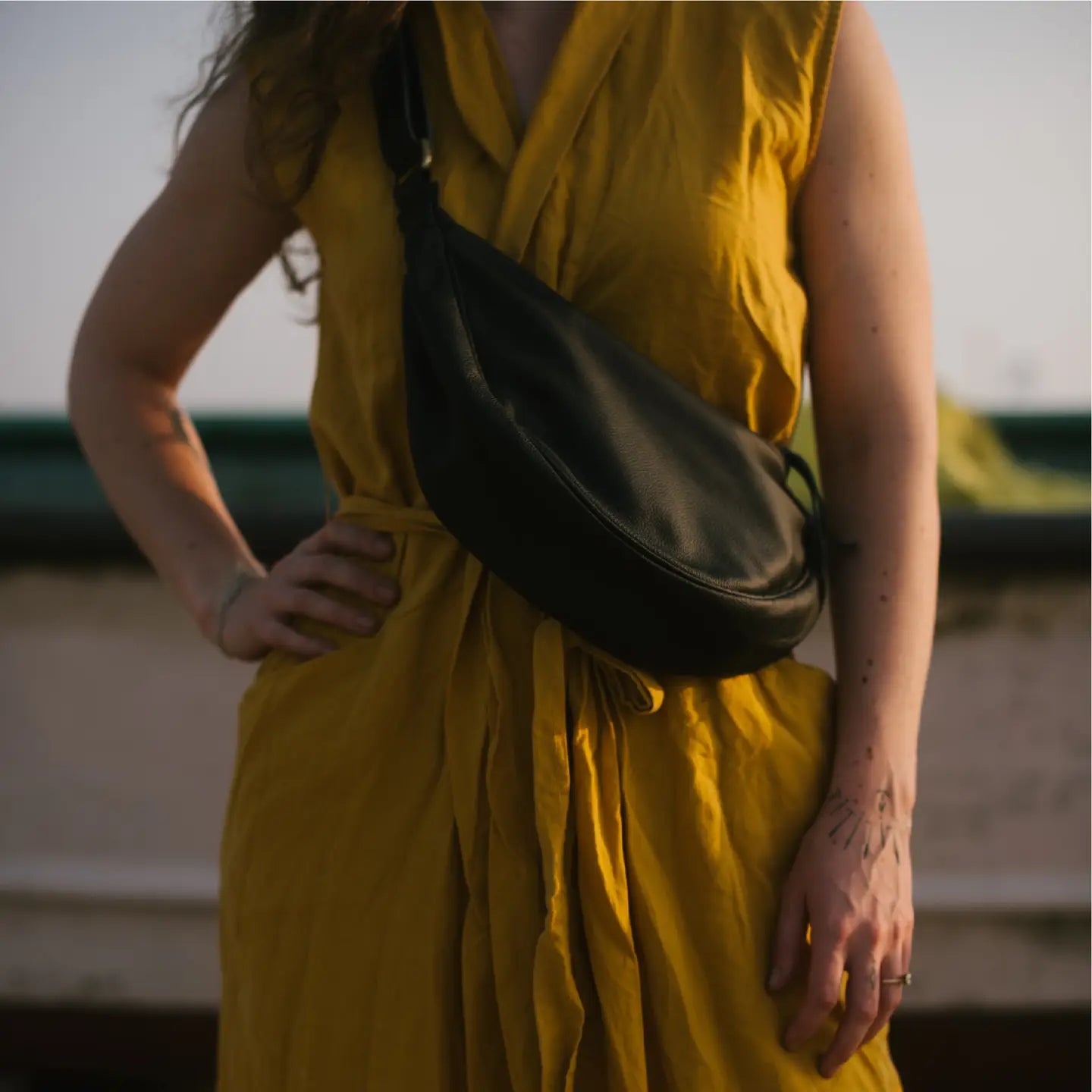 Leather Moon Sling Bag