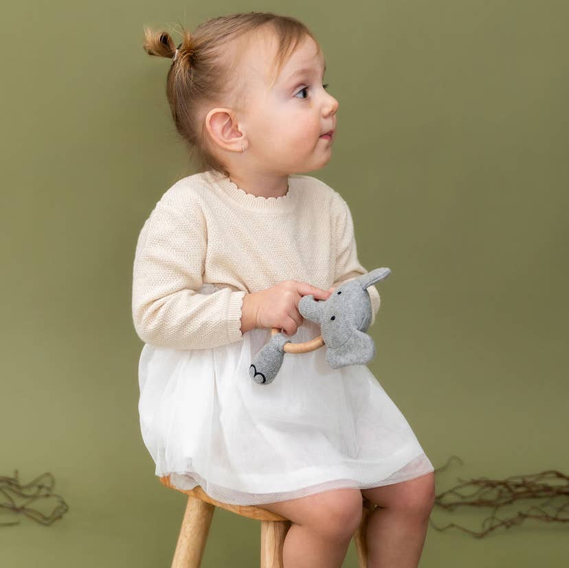 Elephant- Baby Teething Ring Rattle Toy (Organic)