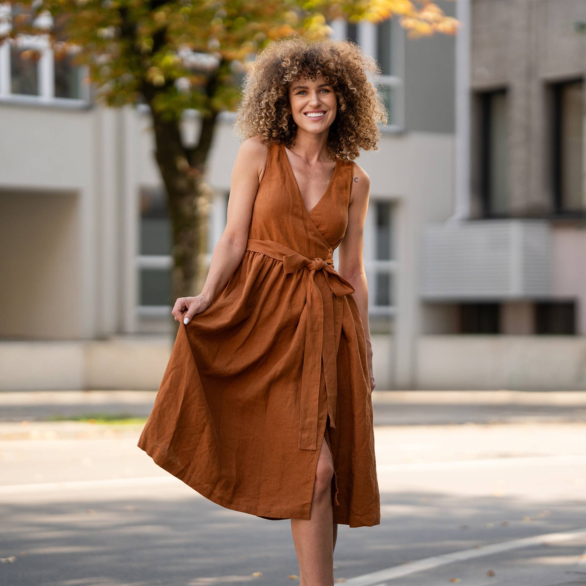 Macie - Elegant Linen Wrap Dress