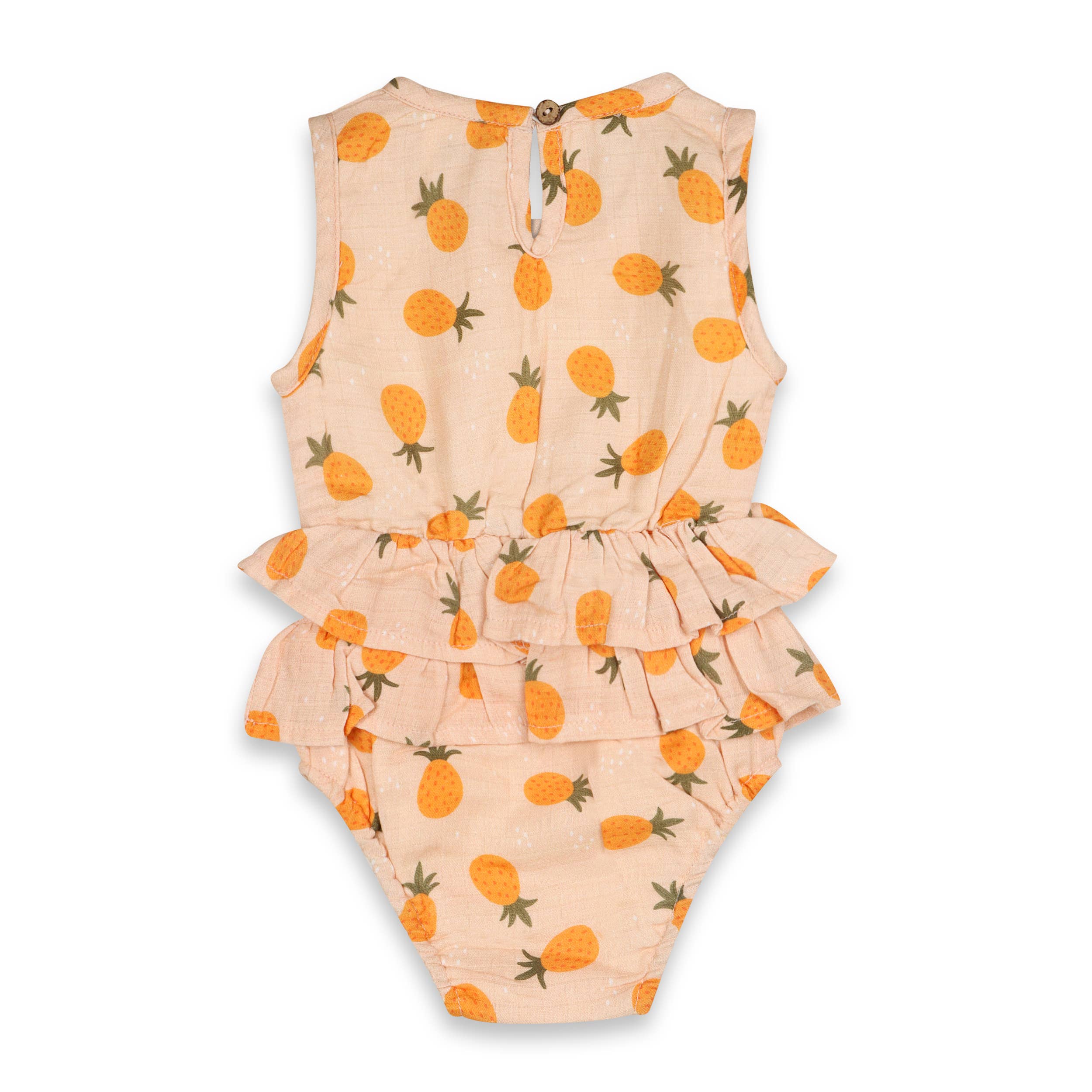 Pineapple Ruffle Short Baby Romper (Organic Muslin)