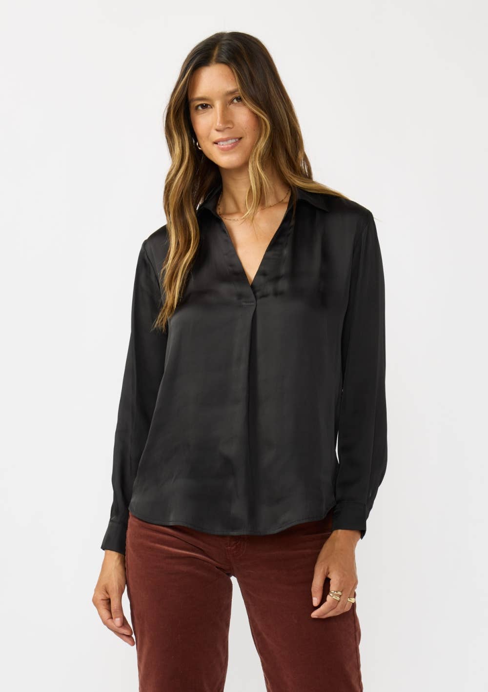 Split Neck Satin Blouse