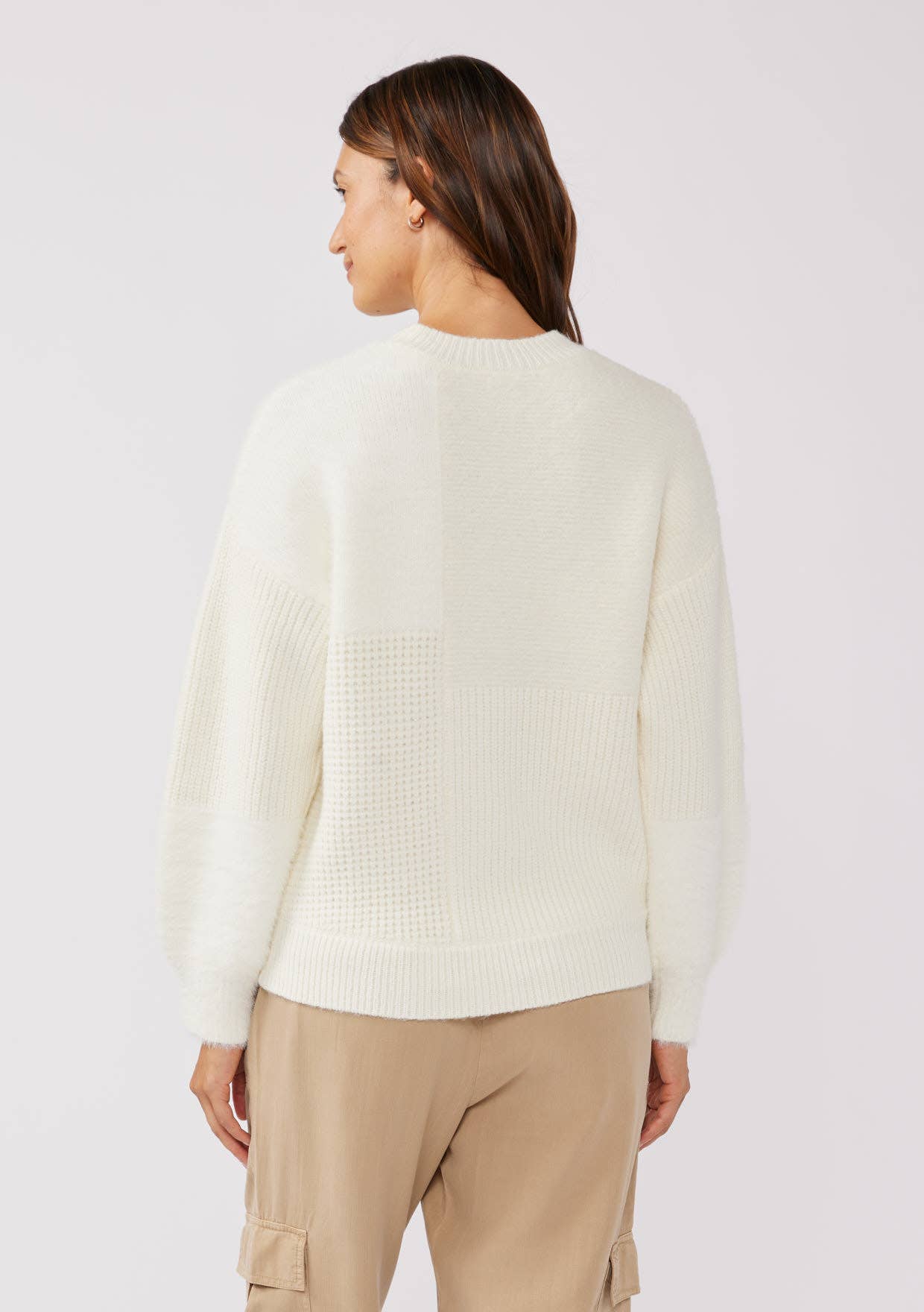Multi-Pattern Dropped Shoulder Sweater