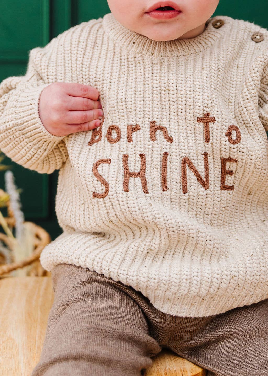 BORN TO SHINE Chunky Knit Slouchy Baby Pullover Sweater