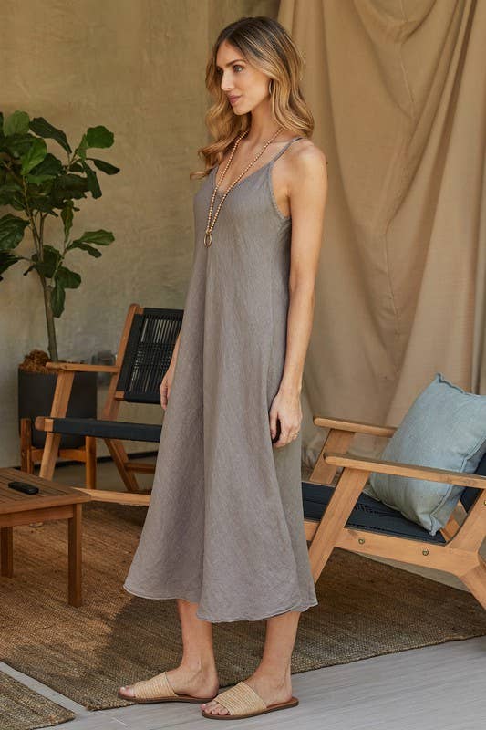 Full Length Linen Slip Dress
