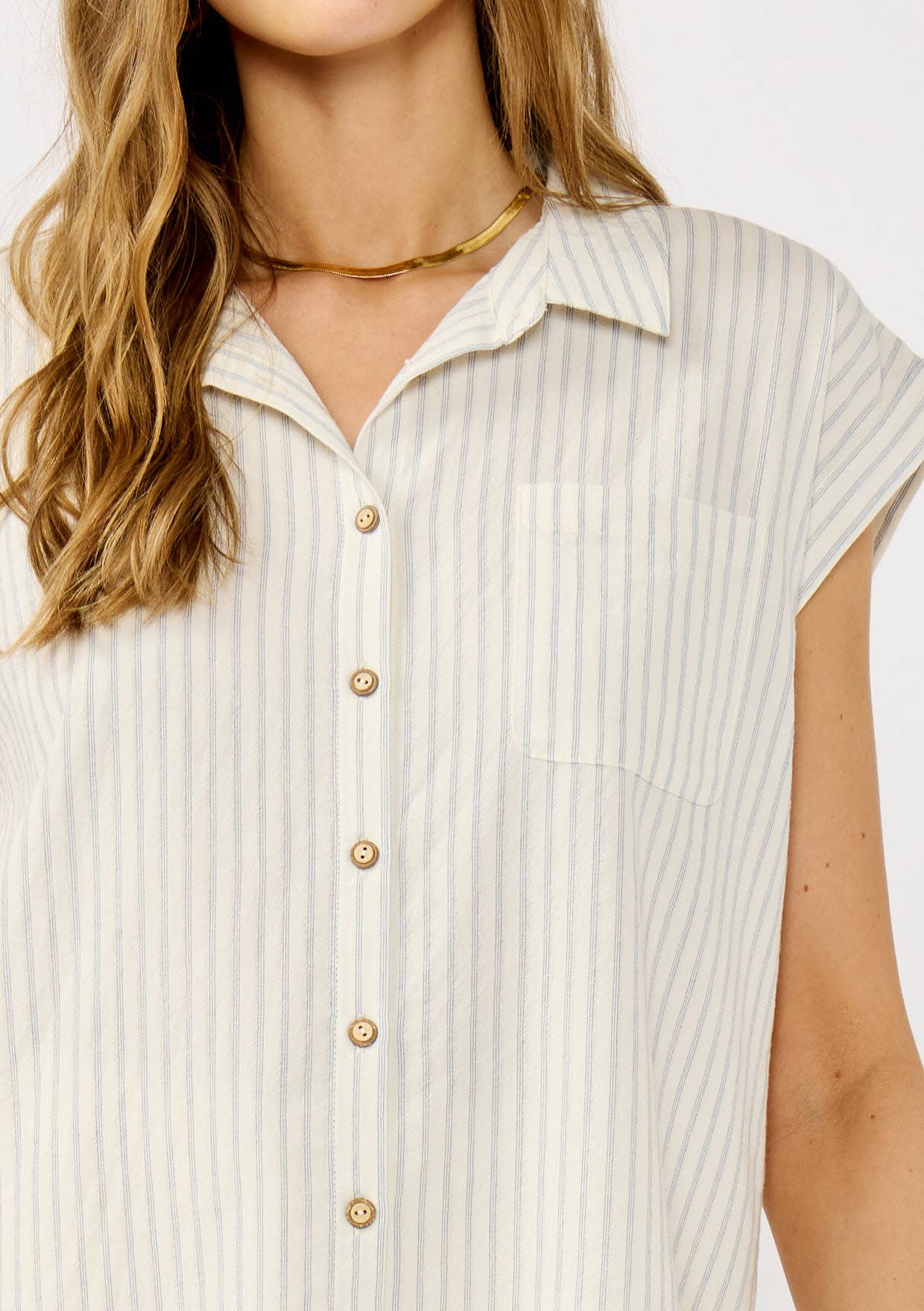 Striped Cotton Camp Shirt with Pocket