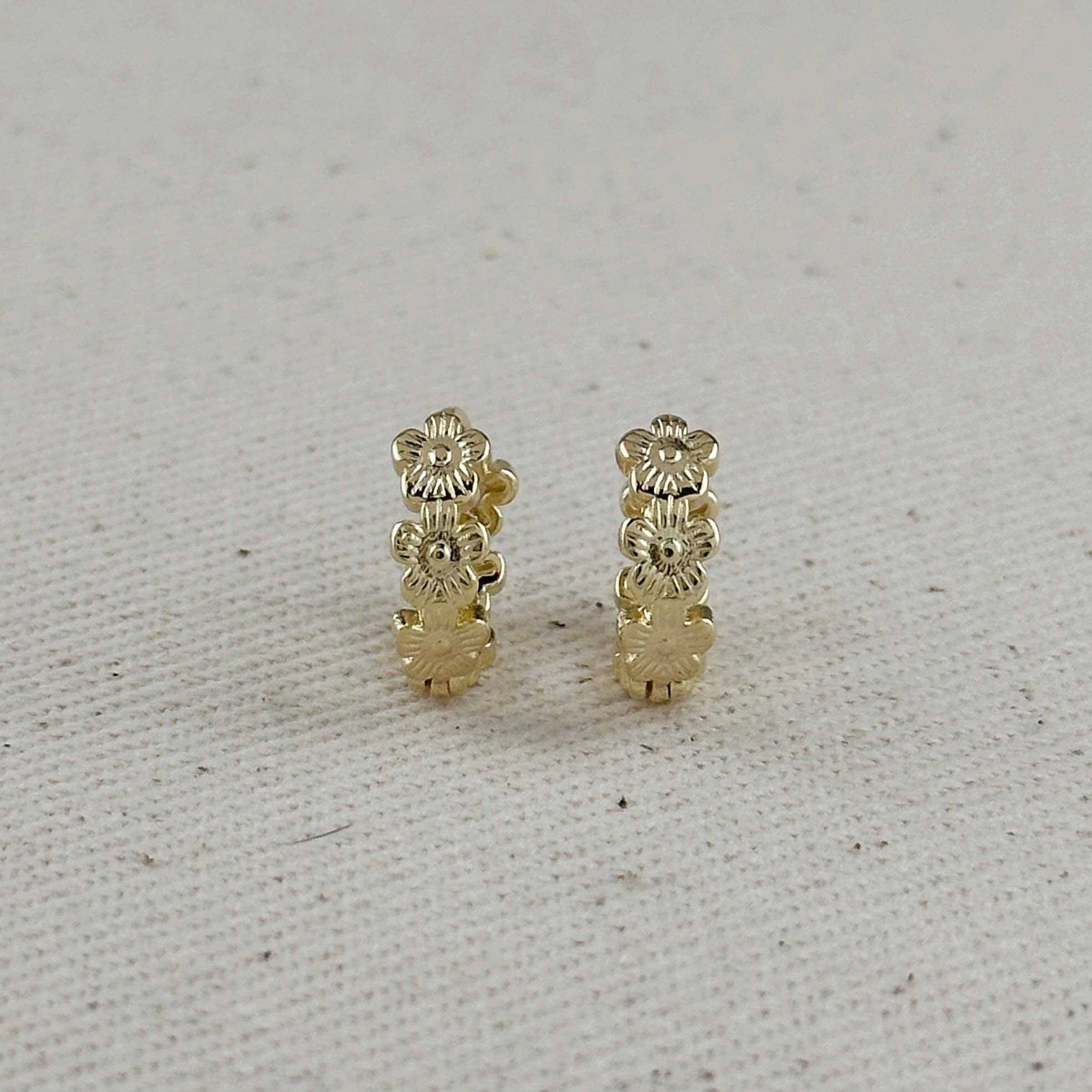 Flower Huggies Hoop Earrings