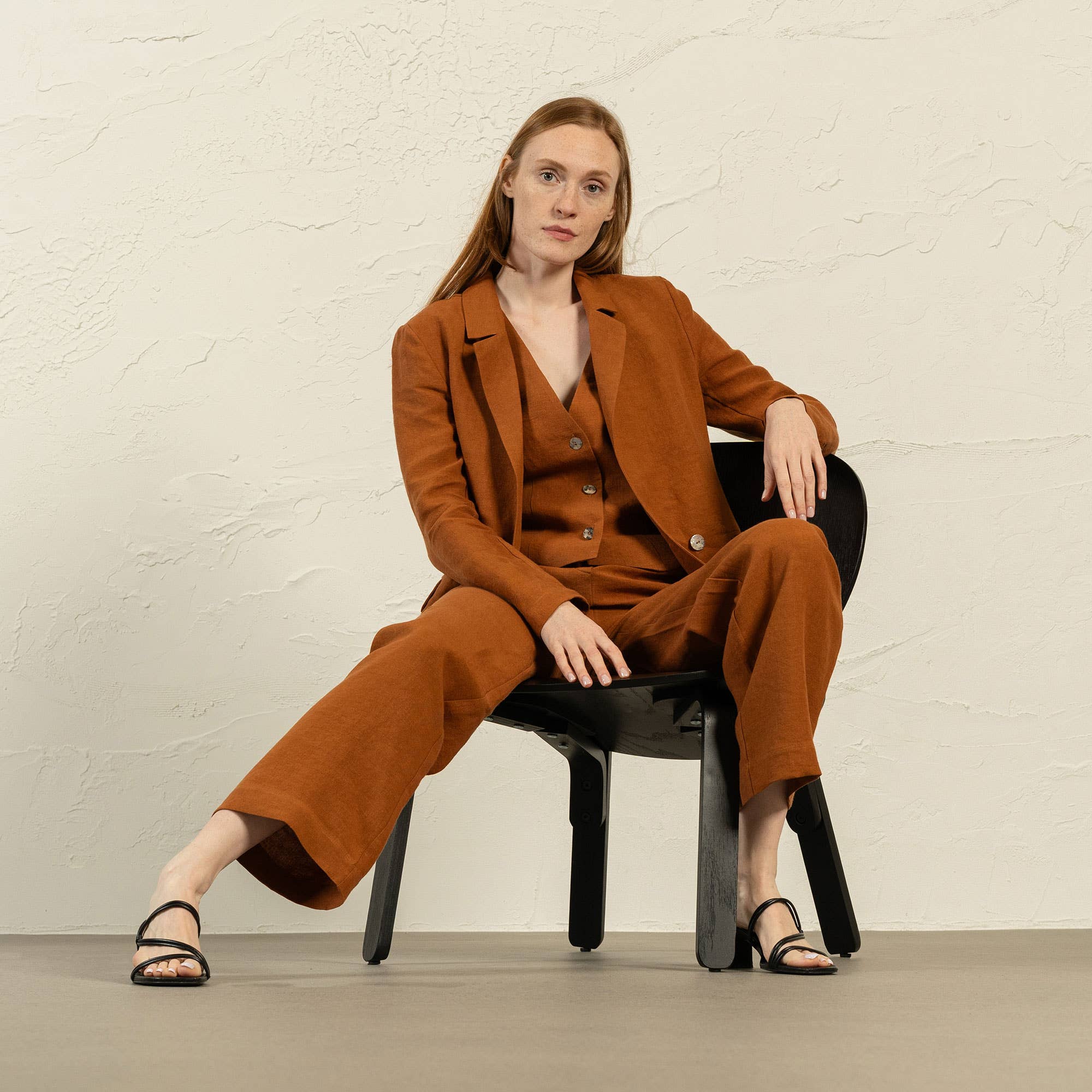 Linen High Drape Pants Lotus - Wide Leg Linen Trousers