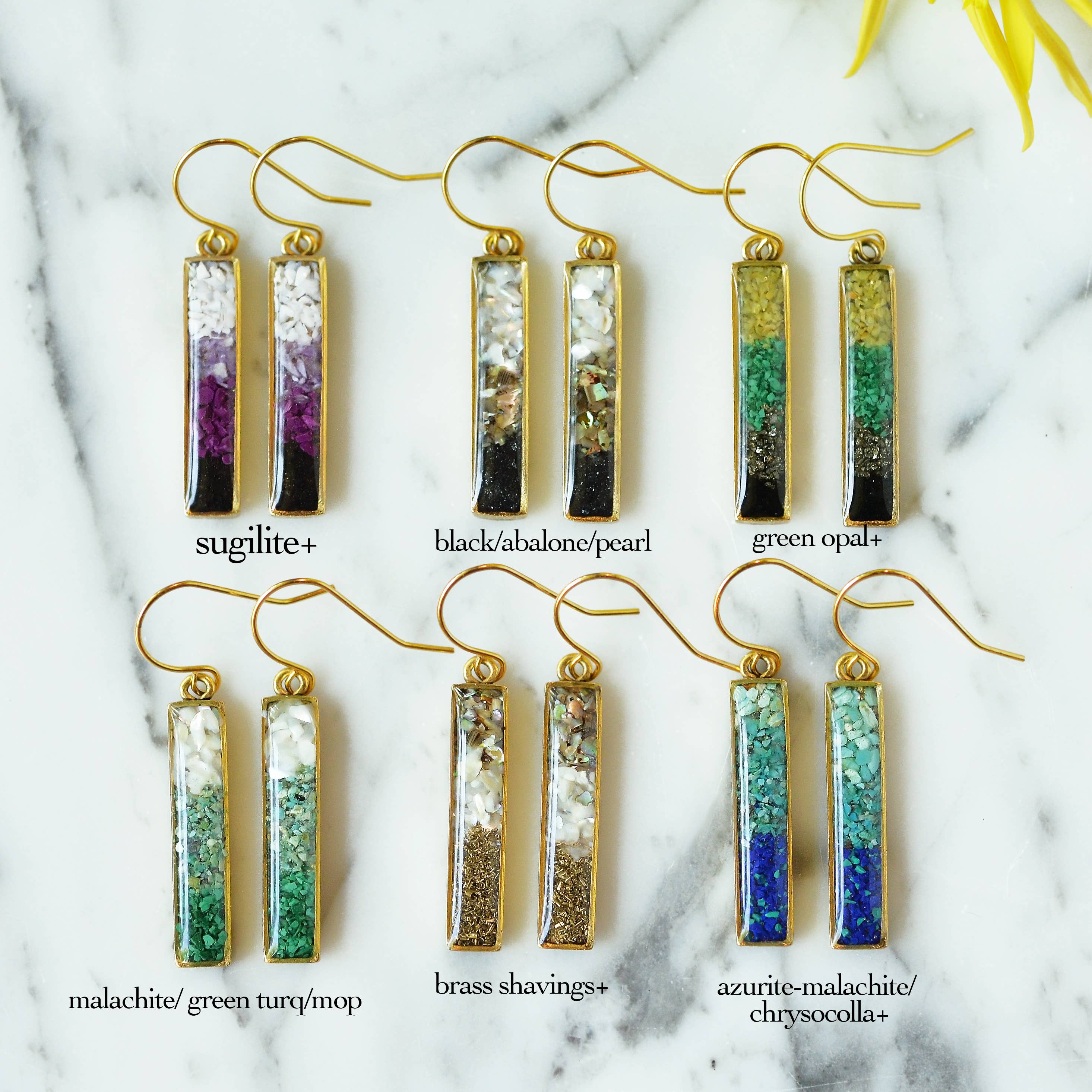 The Colorblock Gradient Gemstone Bar Dangle Earrings