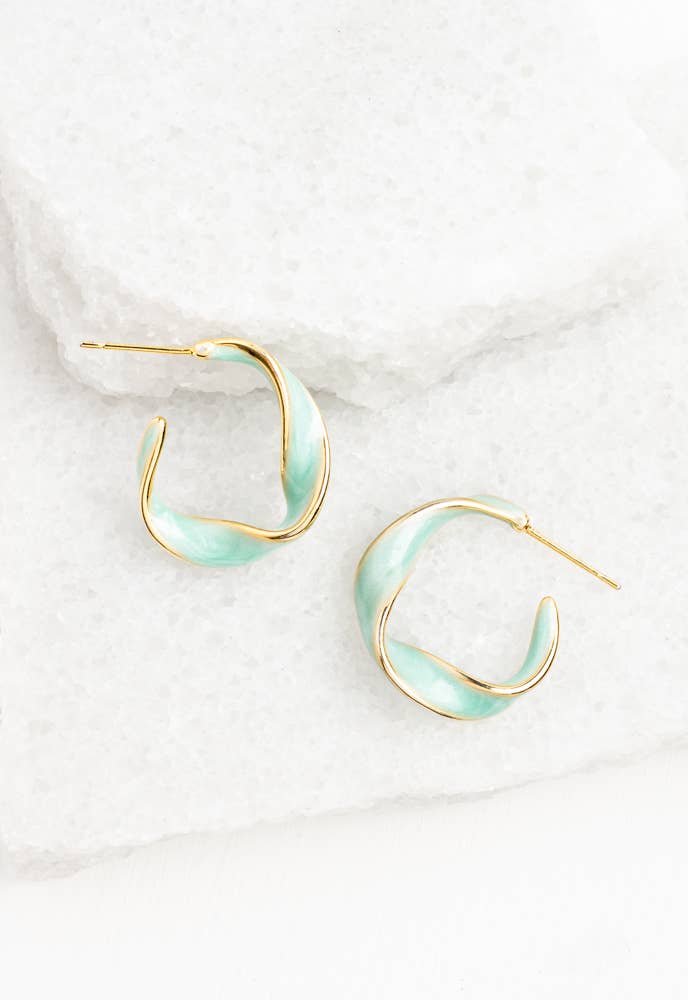 With a Twist Hoop Earrings in Mint