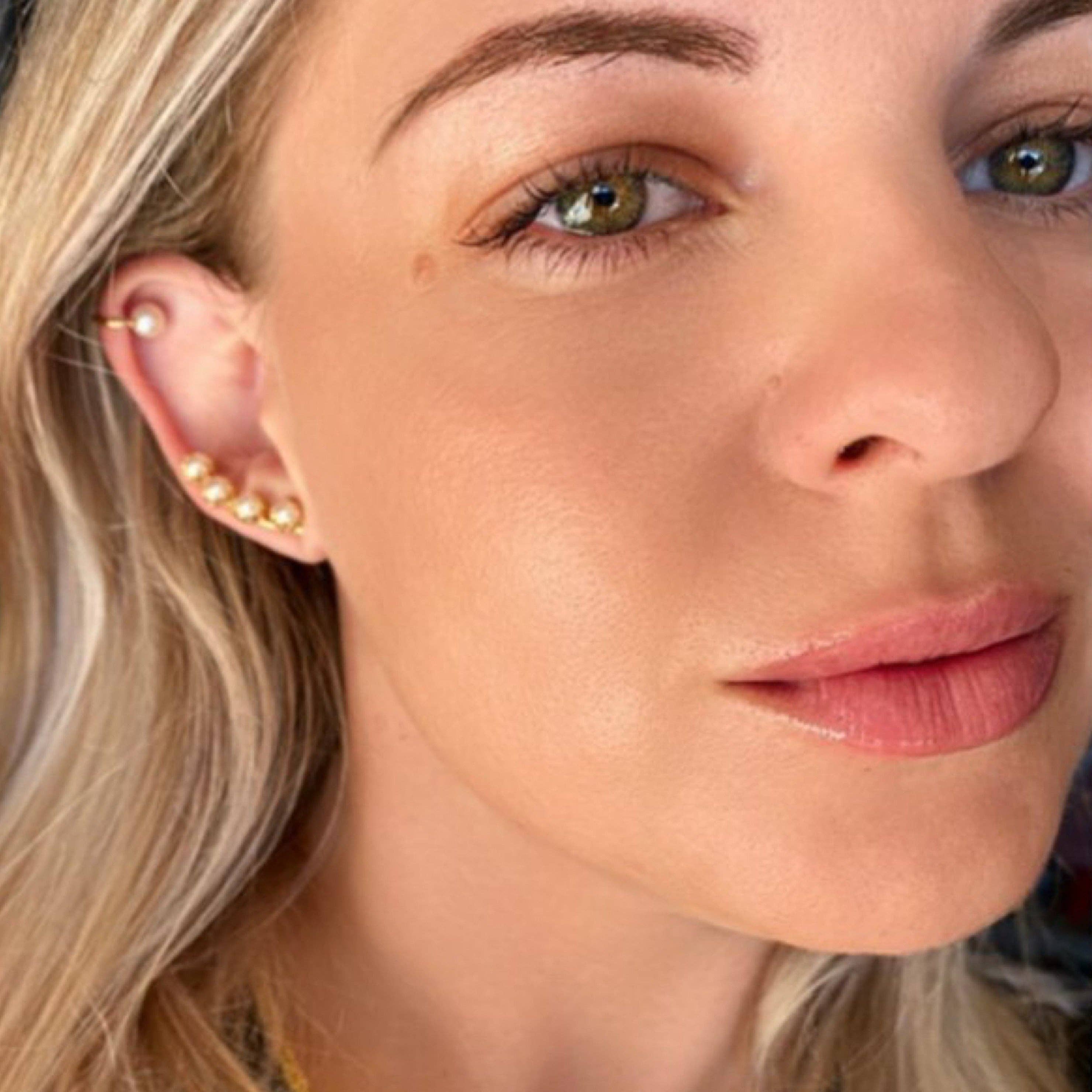 Pearl Ear Climber Style Earrings