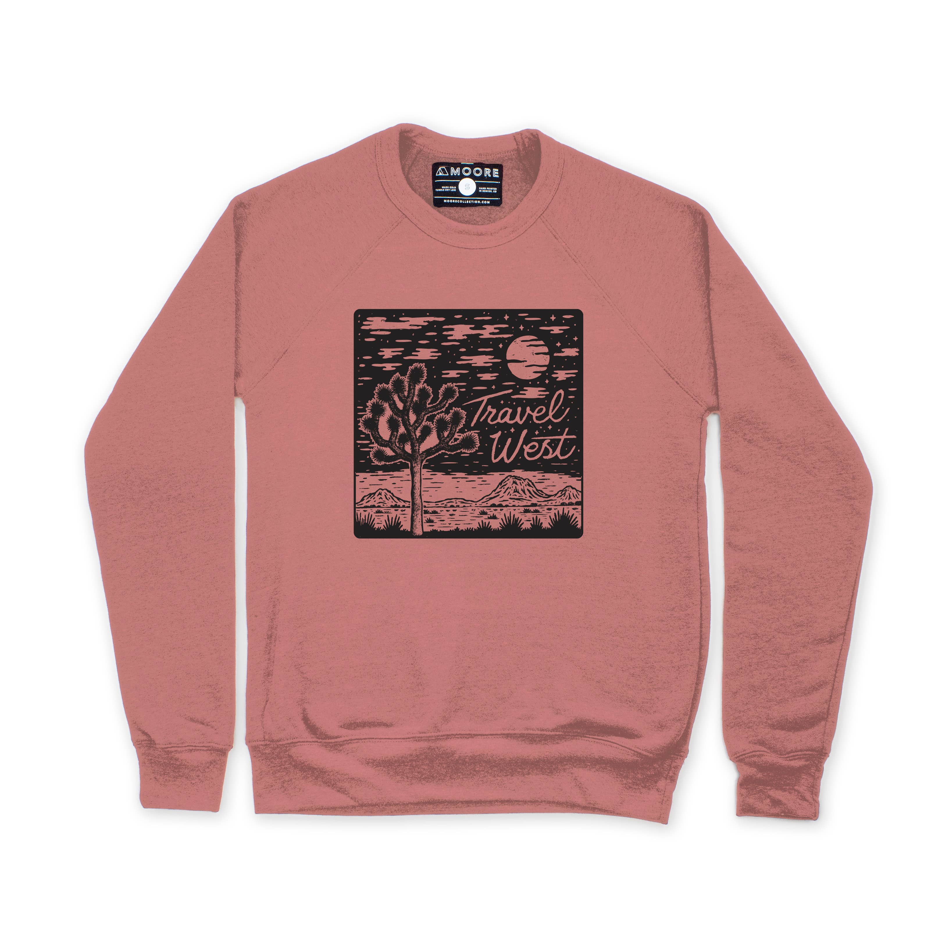 Travel West Crewneck Sweatshirt-Mauve