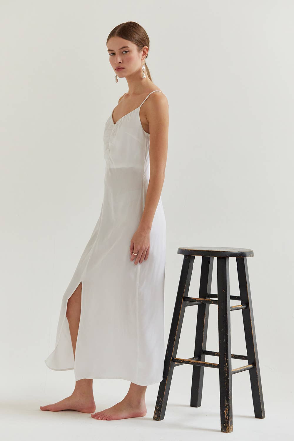 Demi Front Shirred Modal Cupro Maxi Dress