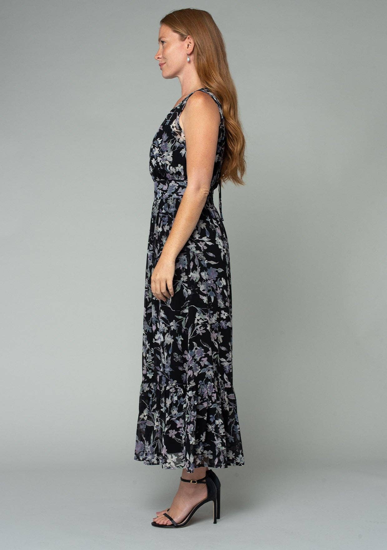 Floral Sleeveless Round Neck Open Back Maxi Dress