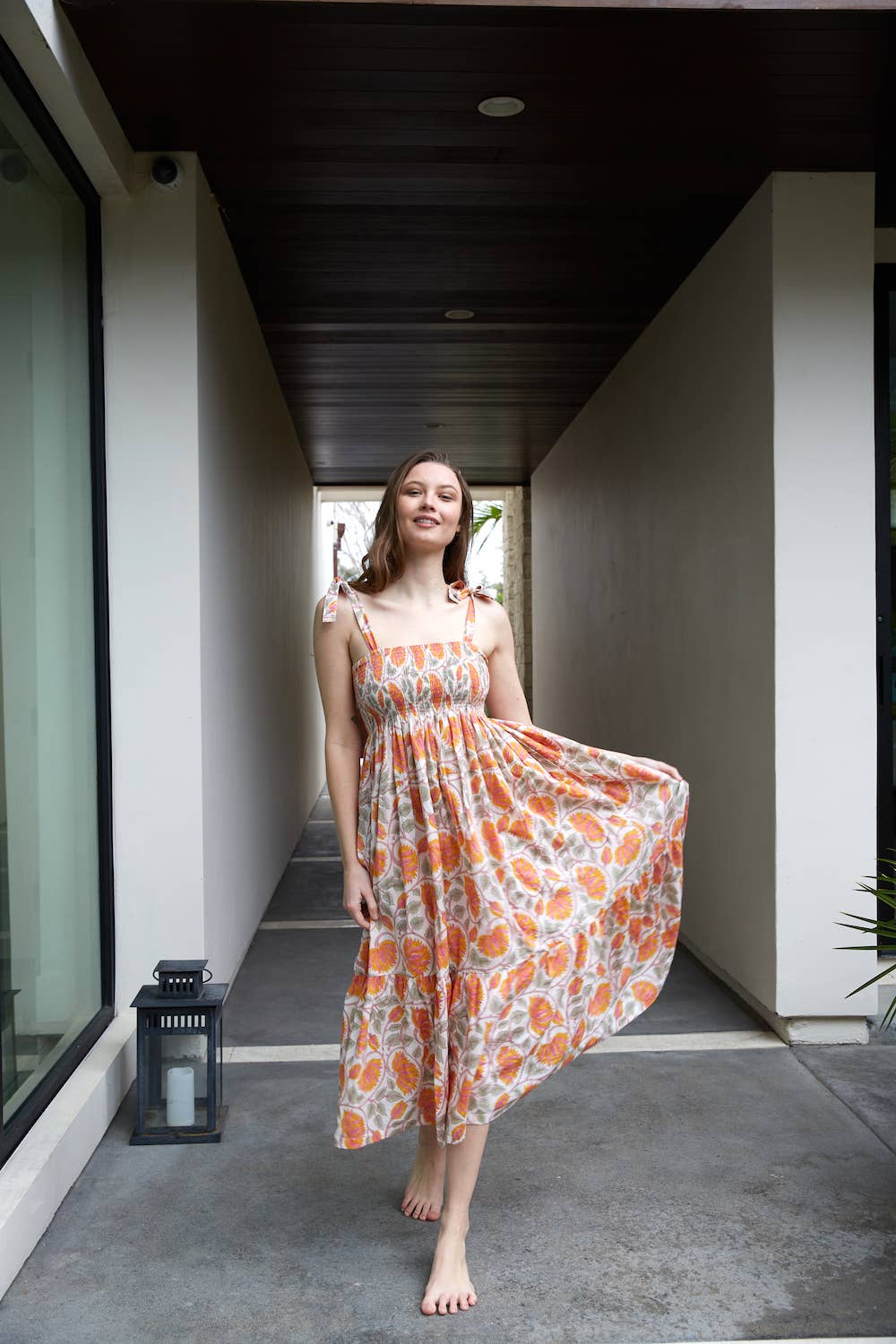 Block Printed Smock Maxi Dress (Jasmi)
