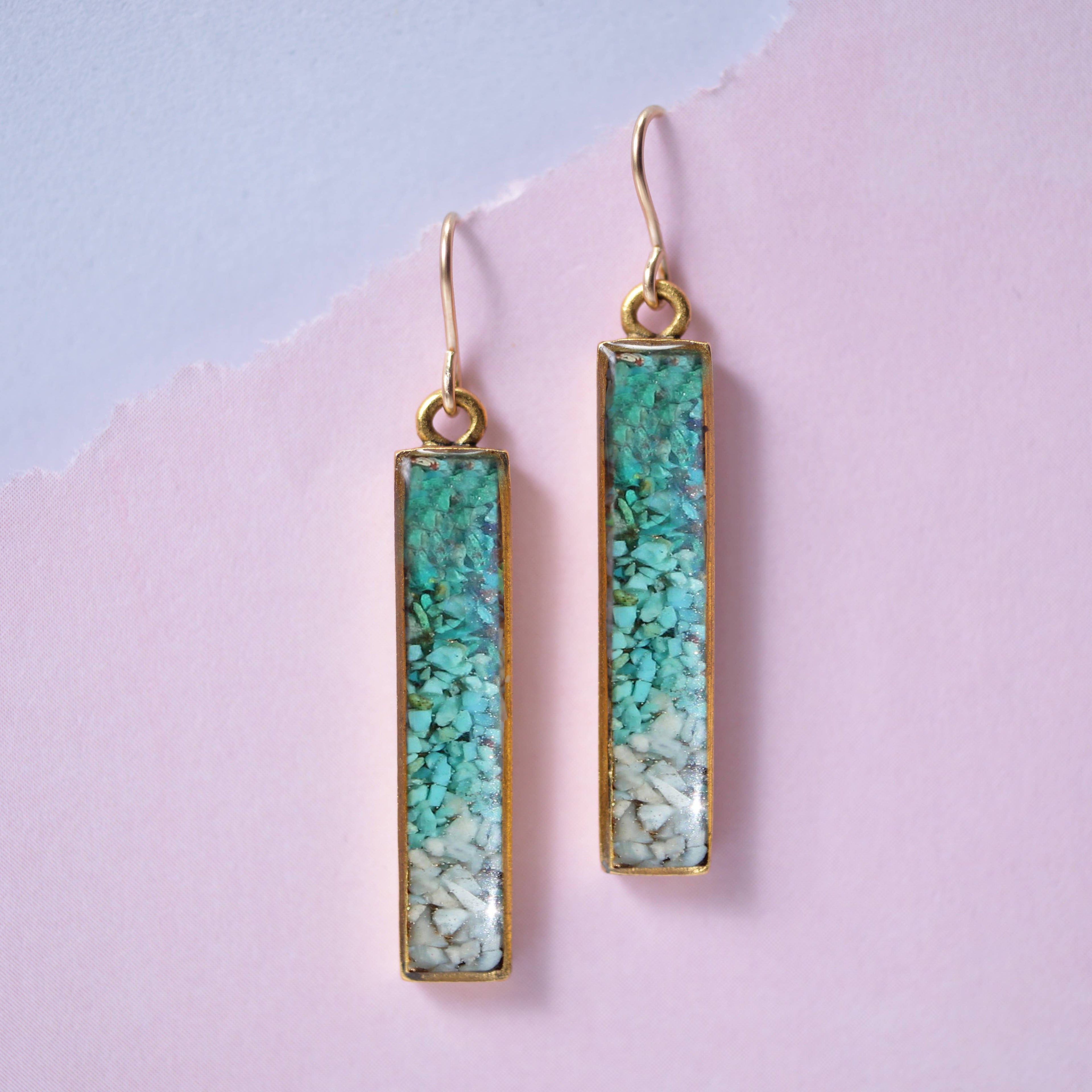The Colorblock Gradient Gemstone Bar Dangle Earrings